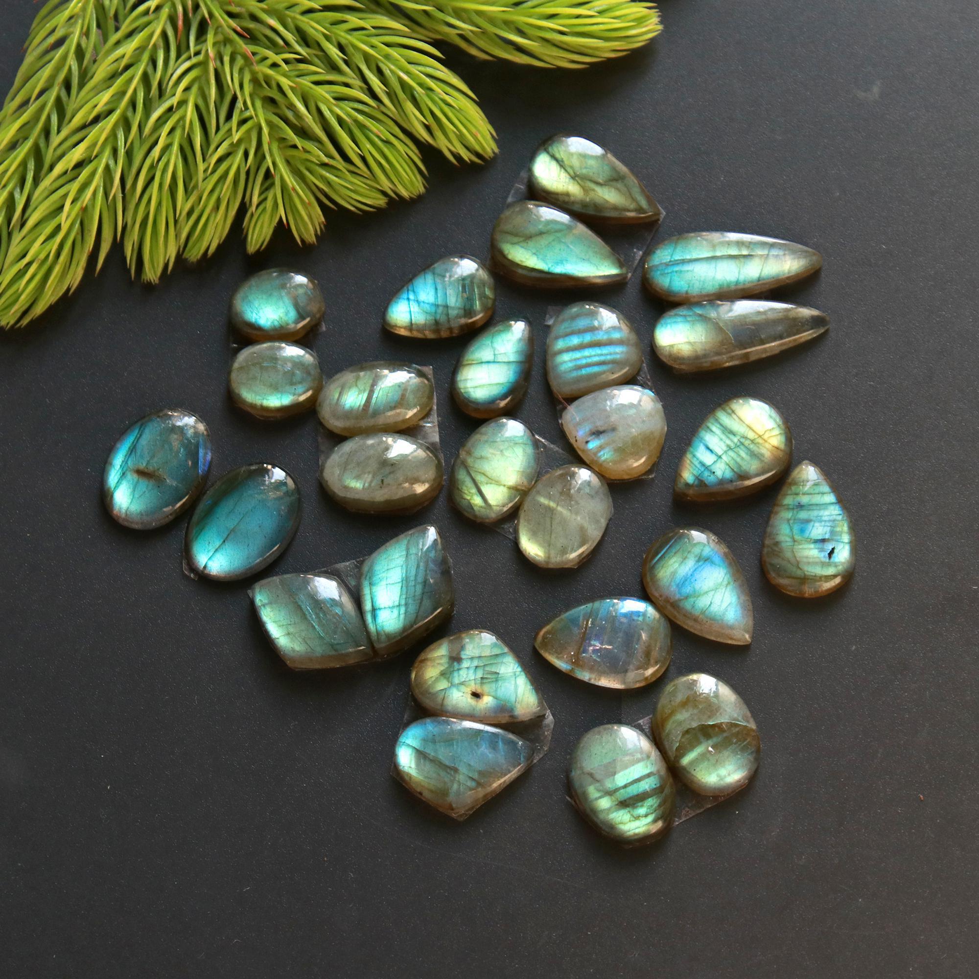 13 Pair 110 Cts Natural Labradorite Loose Gemstone Pairs For Earring Labradorite Mix Shape Cabochon For Jewelry Making 20x8-10x8 mm 14850