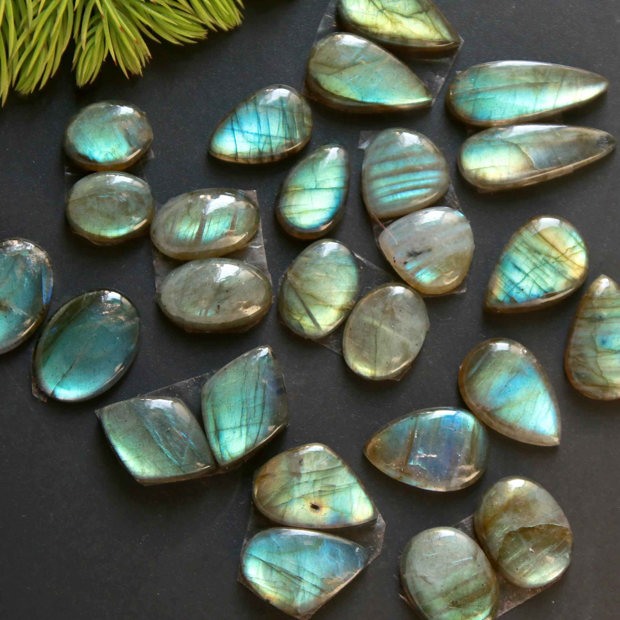 13 Pair 110 Cts Natural Labradorite Loose Gemstone Pairs For Earring Labradorite Mix Shape Cabochon For Jewelry Making 20x8-10x8 mm 14850