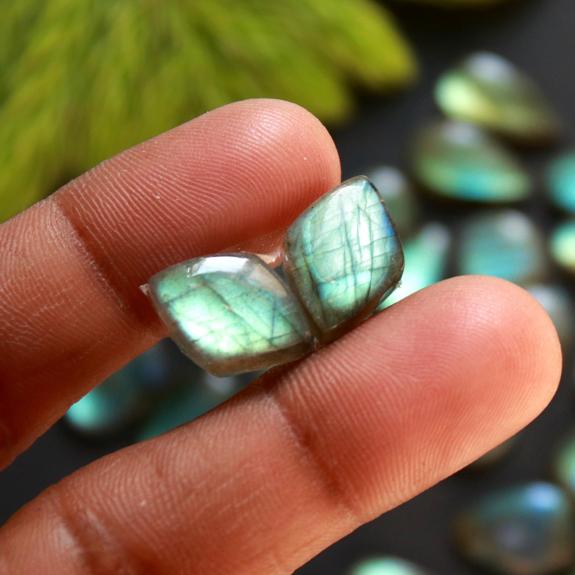 13 Pair 110 Cts Natural Labradorite Loose Gemstone Pairs For Earring Labradorite Mix Shape Cabochon For Jewelry Making 20x8-10x8 mm 14850