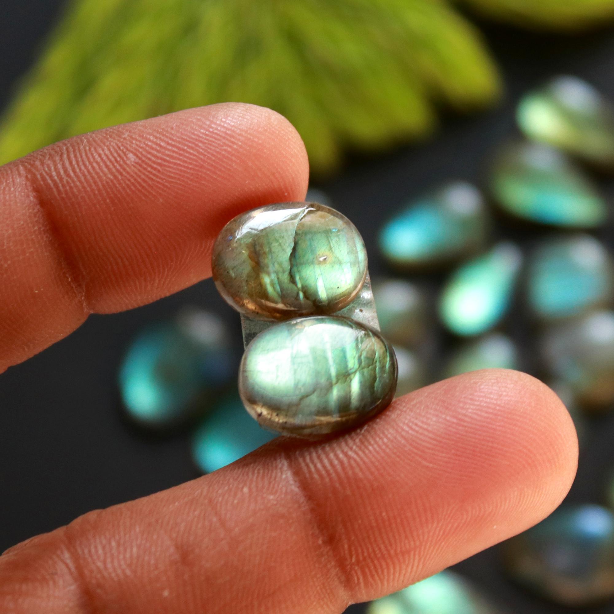 13 Pair 110 Cts Natural Labradorite Loose Gemstone Pairs For Earring Labradorite Mix Shape Cabochon For Jewelry Making 20x8-10x8 mm 14850