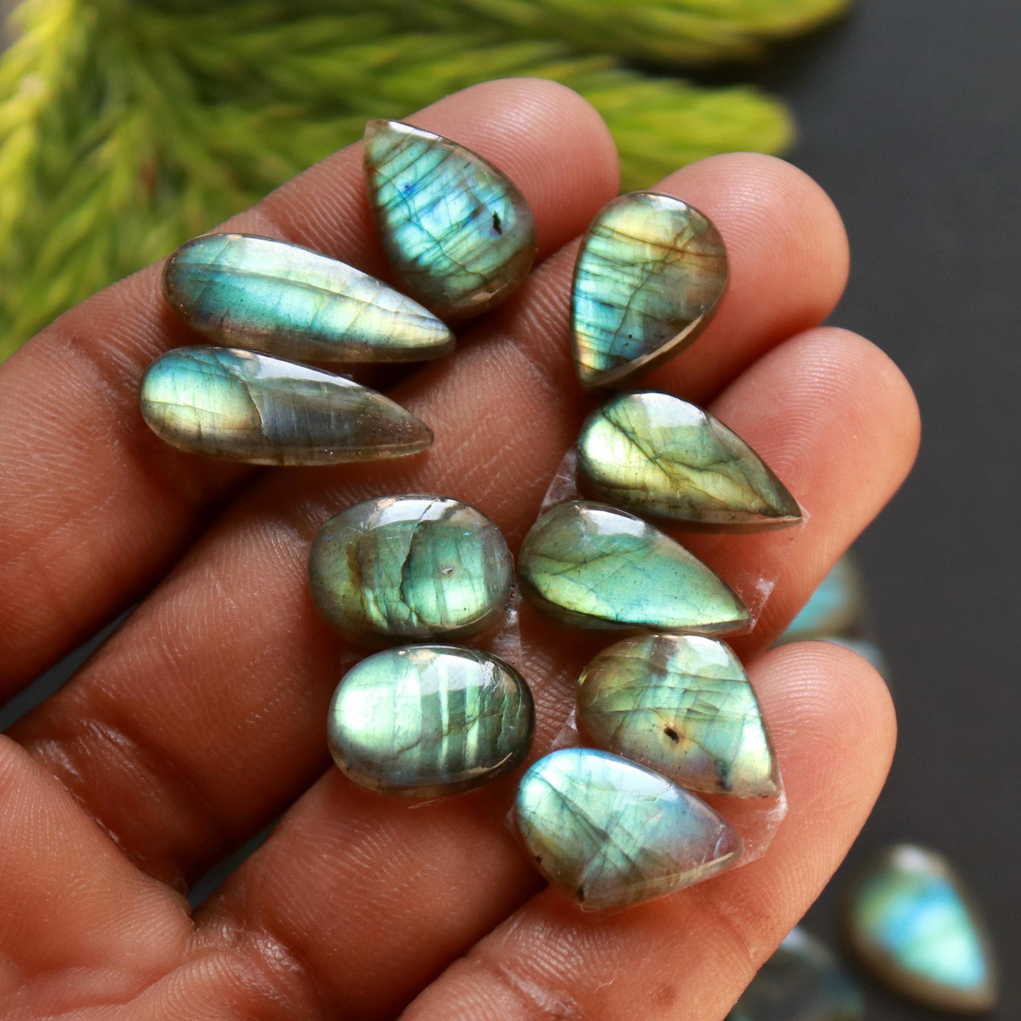 13 Pair 110 Cts Natural Labradorite Loose Gemstone Pairs For Earring Labradorite Mix Shape Cabochon For Jewelry Making 20x8-10x8 mm 14850