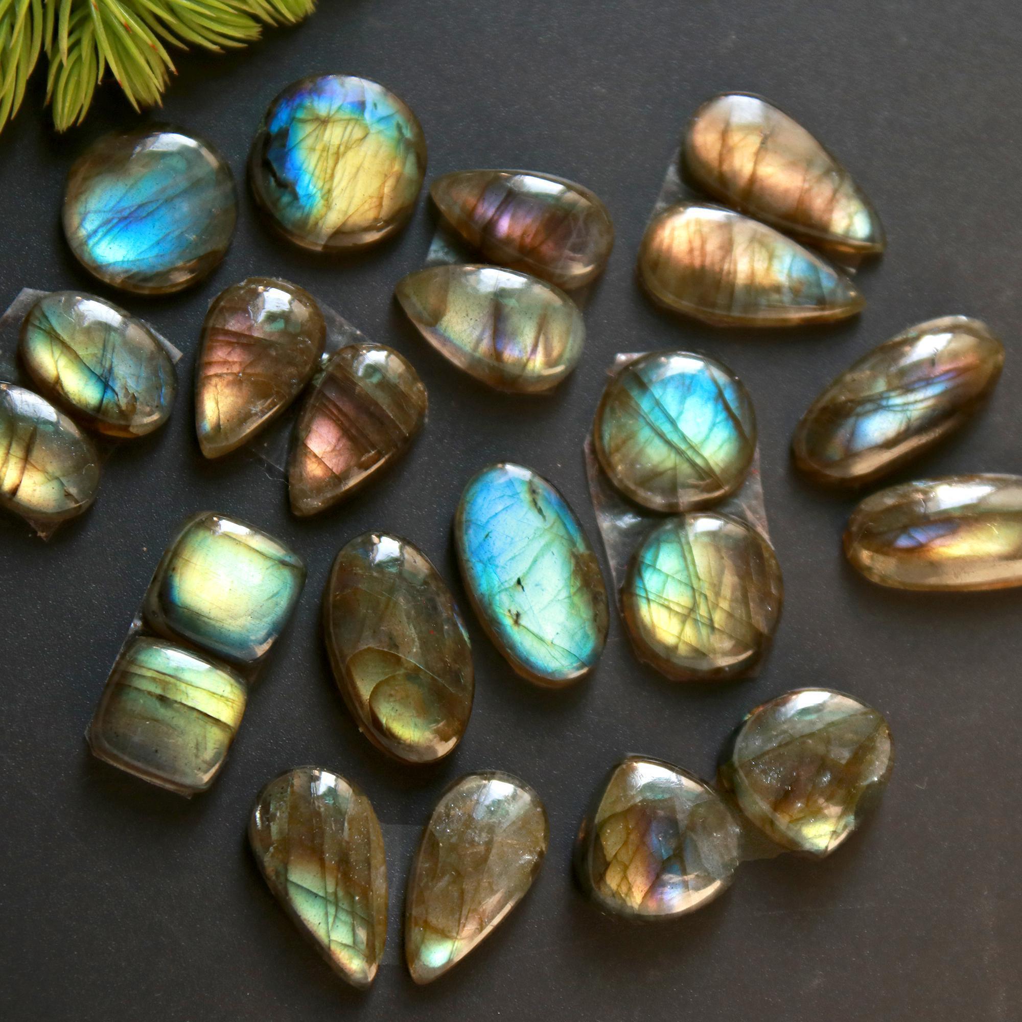 11 Pair 100 Cts Natural Labradorite Loose Gemstone Pairs For Earring Labradorite Mix Shape Cabochon For Jewelry Making 18x8-10x9 mm 14851
