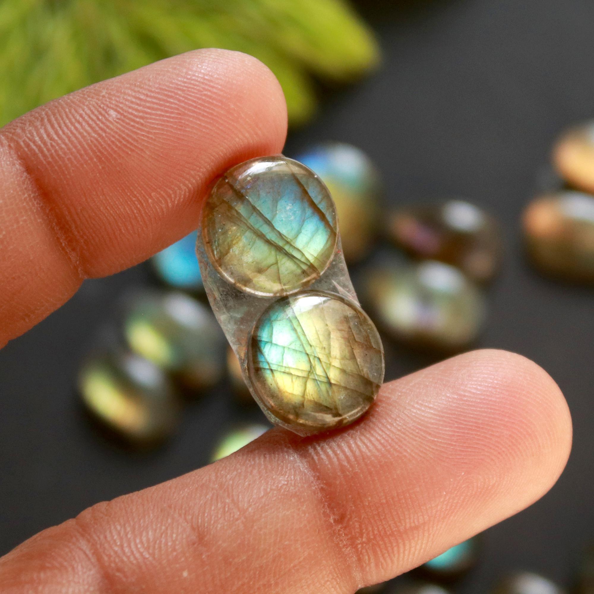 11 Pair 100 Cts Natural Labradorite Loose Gemstone Pairs For Earring Labradorite Mix Shape Cabochon For Jewelry Making 18x8-10x9 mm 14851