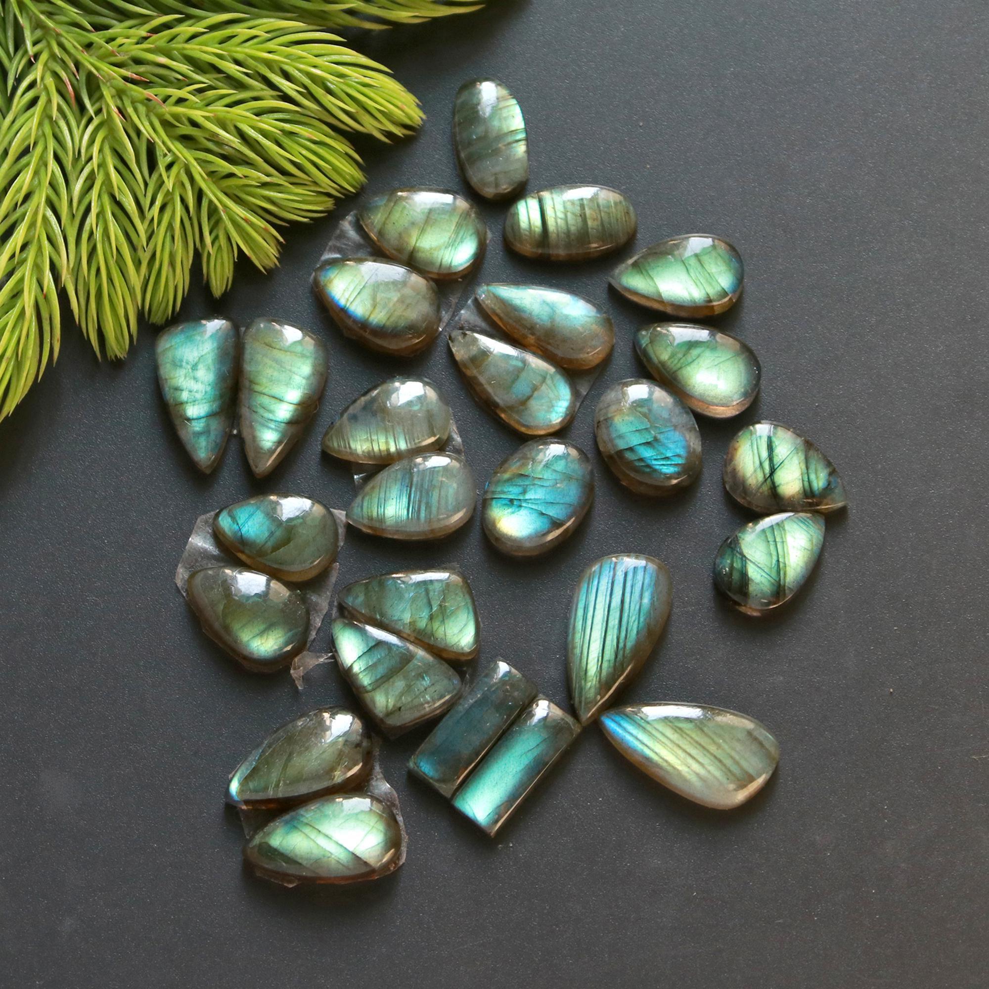 13 Pair 120 Cts Natural Labradorite Loose Gemstone Pairs For Earring Labradorite Mix Shape Cabochon For Jewelry Making 19x10-14x7 mm 14852
