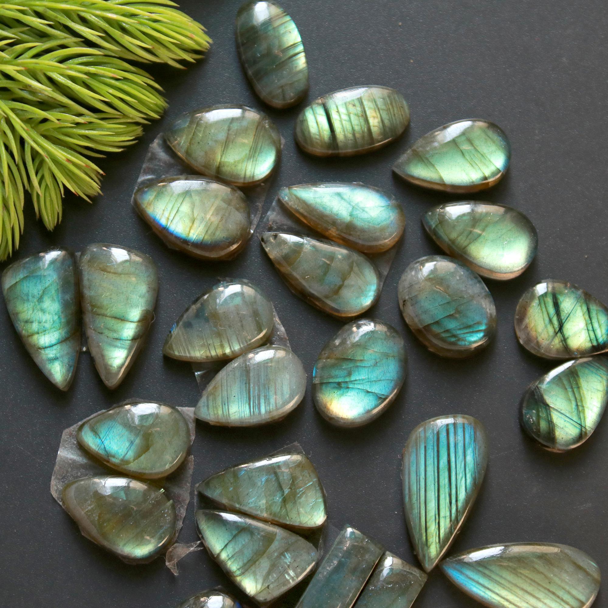 13 Pair 120 Cts Natural Labradorite Loose Gemstone Pairs For Earring Labradorite Mix Shape Cabochon For Jewelry Making 19x10-14x7 mm 14852