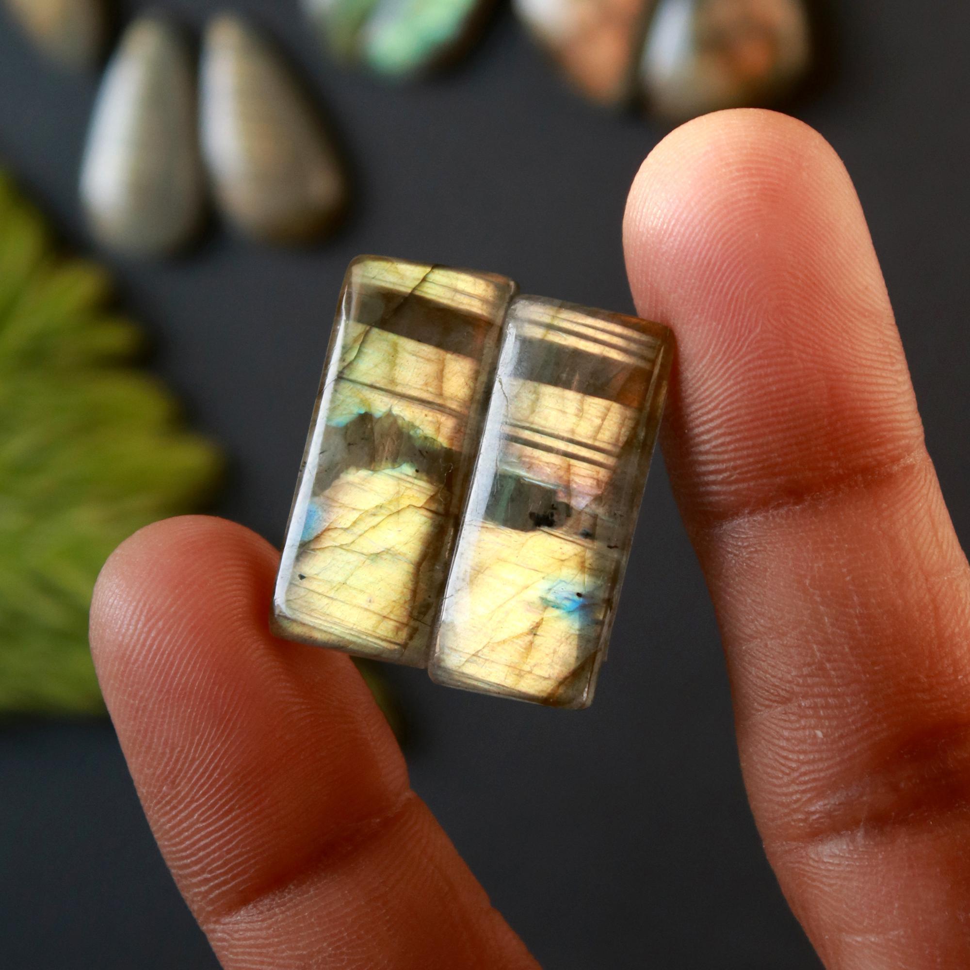 8 Pair 134 Cts Natural Labradorite Loose Gemstone Pairs For Earring Labradorite Mix Shape Cabochon For Jewelry Making 25x10-21x6 mm 14853