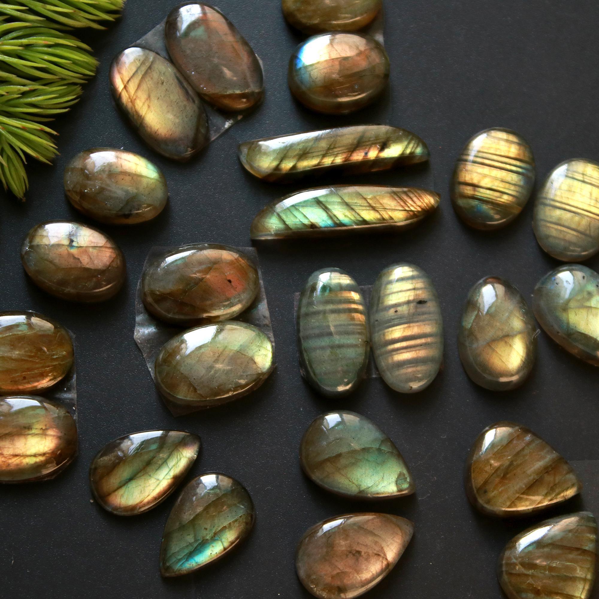 12 Pair 138 Cts Natural Labradorite Loose Gemstone Pairs For Earring Labradorite Mix Shape Cabochon For Jewelry Making 25x5-13x10 mm 14854