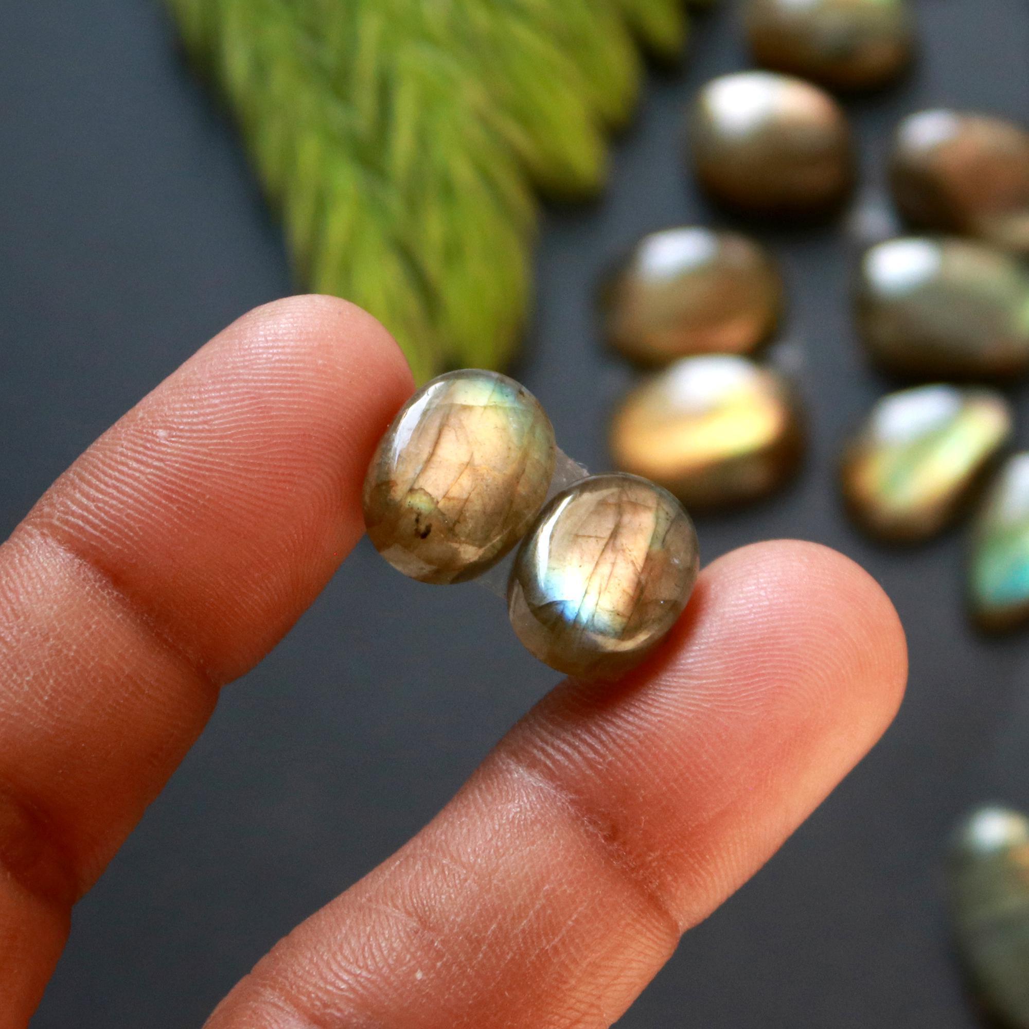 12 Pair 138 Cts Natural Labradorite Loose Gemstone Pairs For Earring Labradorite Mix Shape Cabochon For Jewelry Making 25x5-13x10 mm 14854