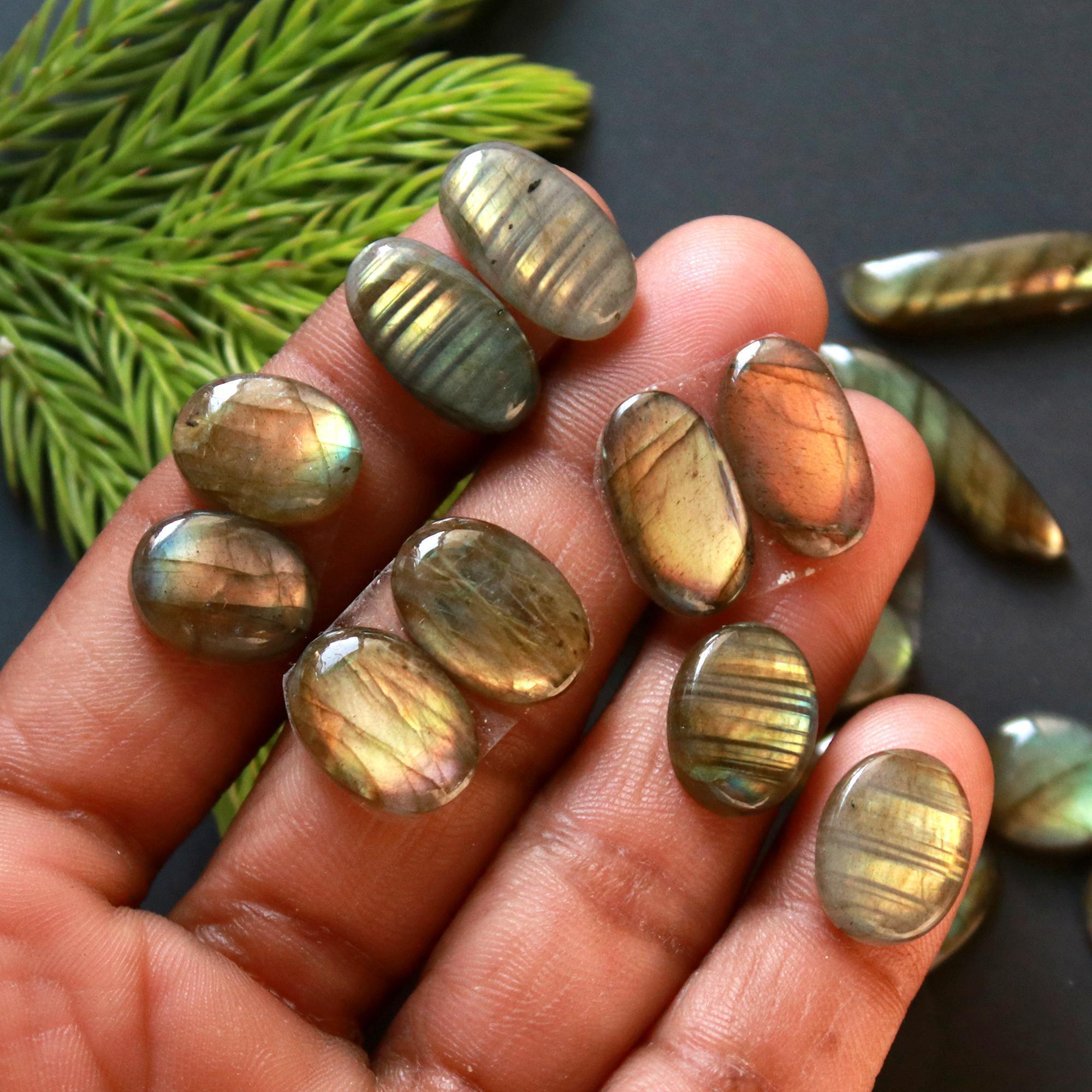 12 Pair 138 Cts Natural Labradorite Loose Gemstone Pairs For Earring Labradorite Mix Shape Cabochon For Jewelry Making 25x5-13x10 mm 14854