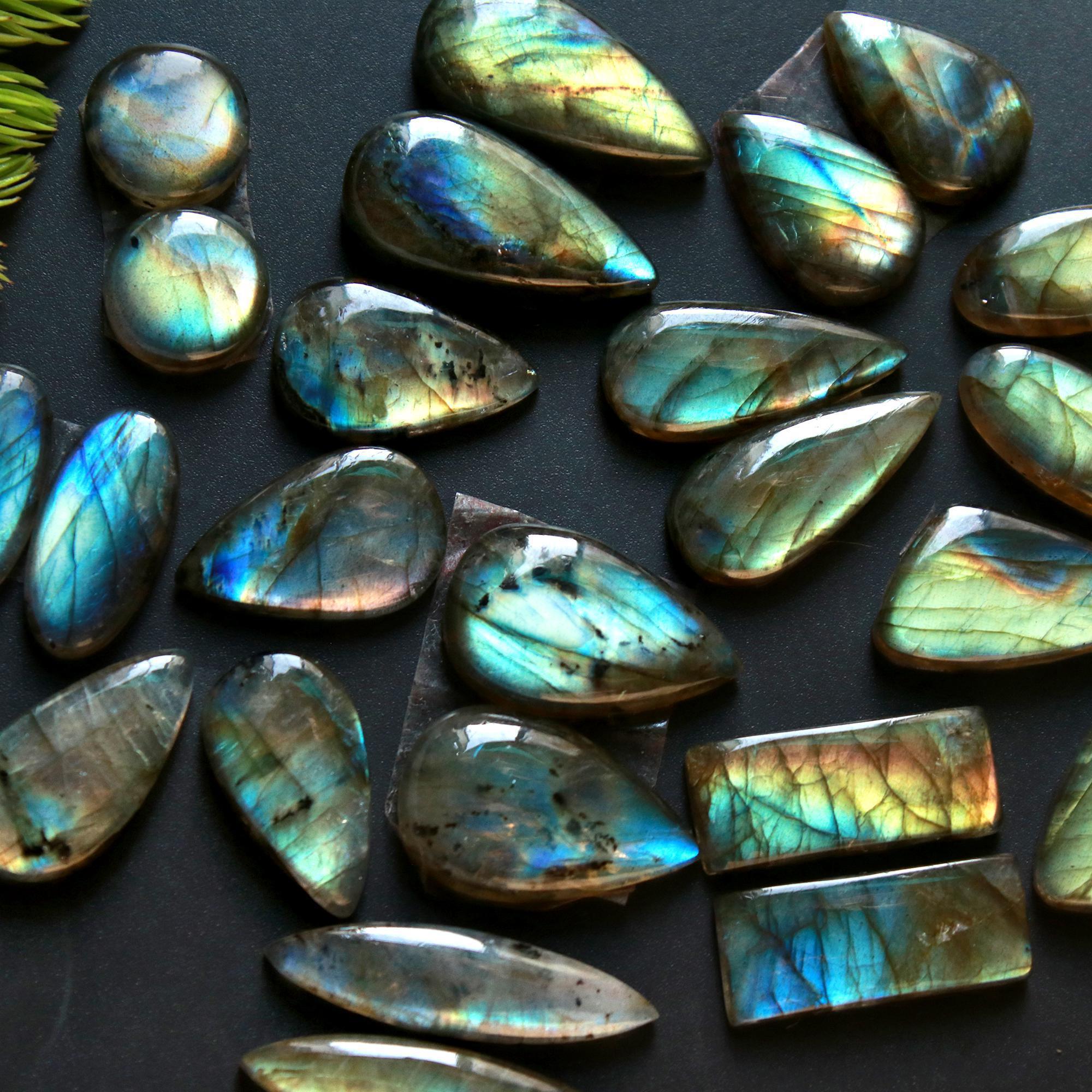 12 Pair 187 Cts Natural Labradorite Loose Gemstone Pairs For Earring Labradorite Mix Shape Cabochon For Jewelry Making 24x12-12x12 mm 14855