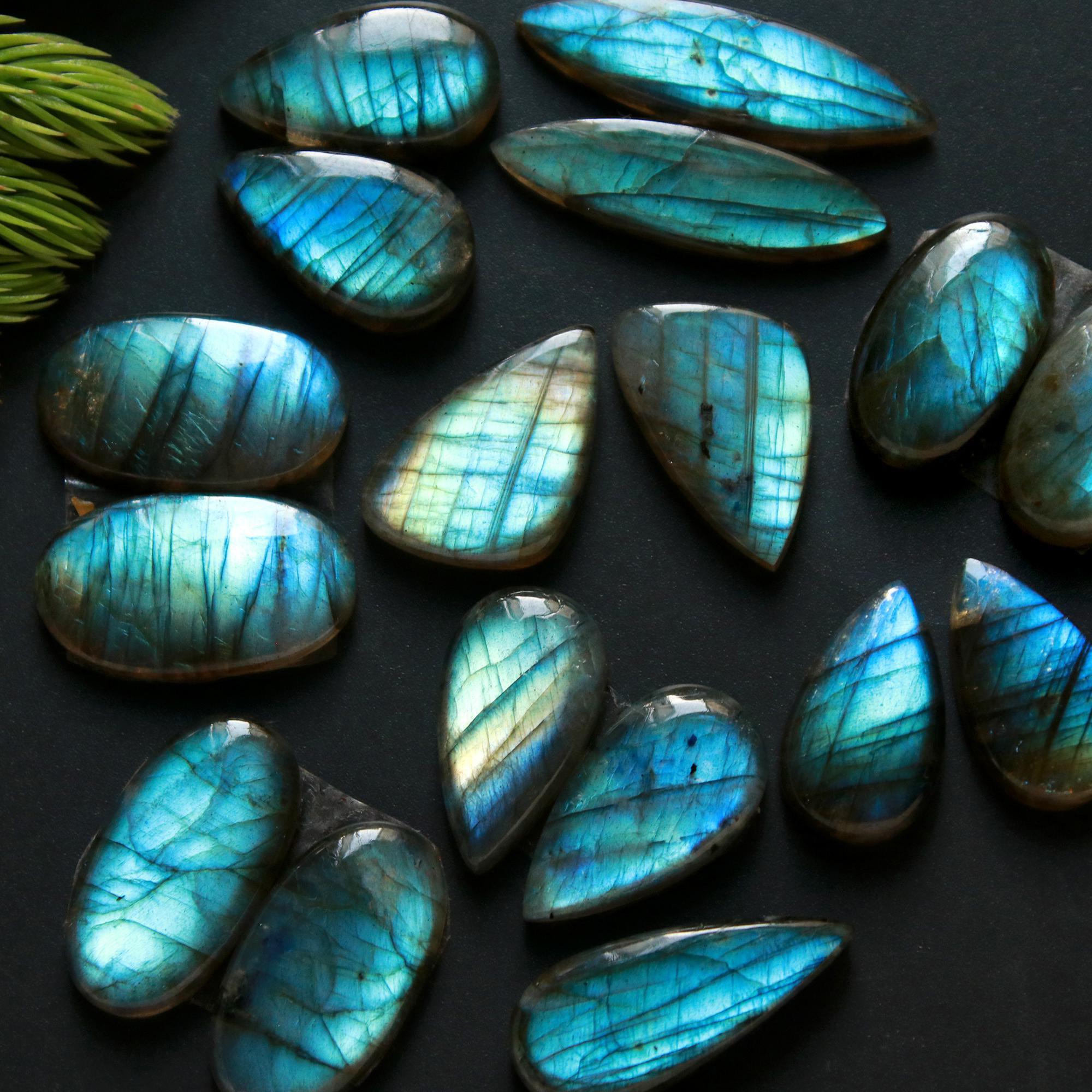 9 Pair 150 Cts Natural Labradorite Loose Gemstone Pairs For Earring Labradorite Mix Shape Cabochon For Jewelry Making 24x10-18x10 mm 14856