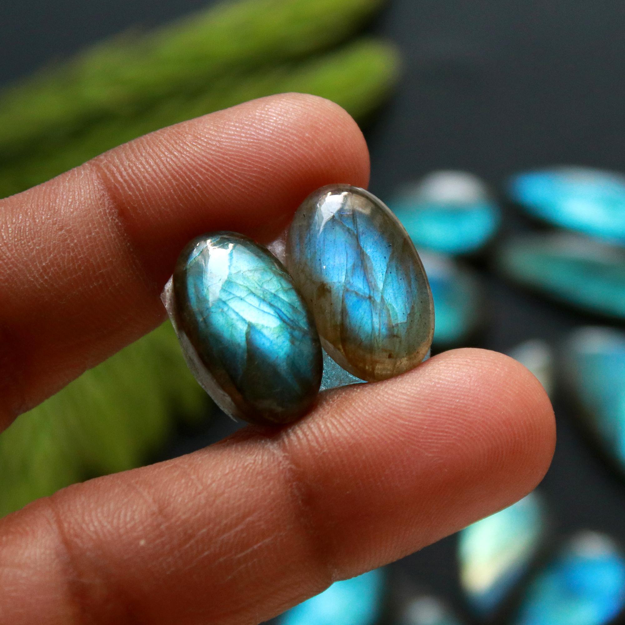 9 Pair 150 Cts Natural Labradorite Loose Gemstone Pairs For Earring Labradorite Mix Shape Cabochon For Jewelry Making 24x10-18x10 mm 14856