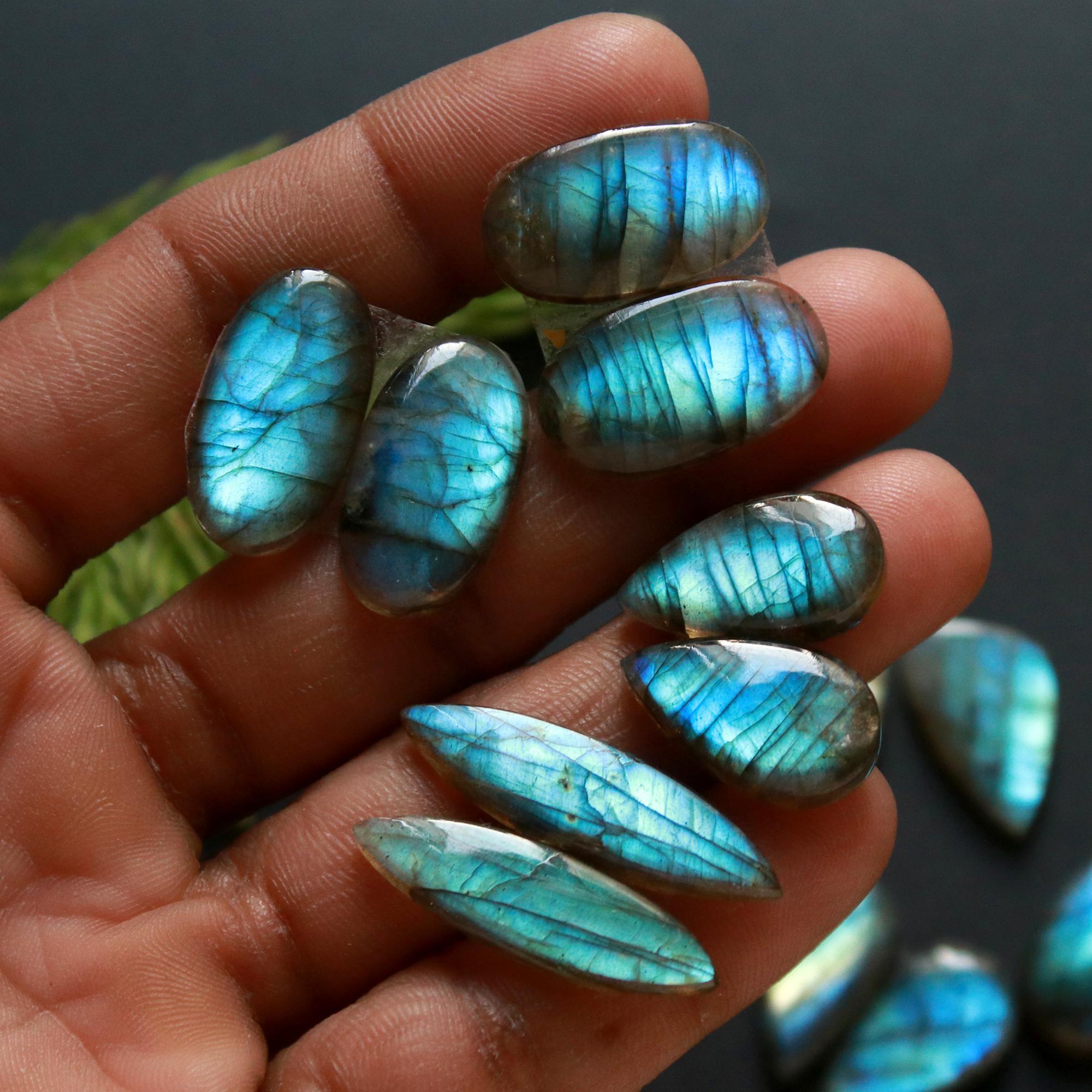 9 Pair 150 Cts Natural Labradorite Loose Gemstone Pairs For Earring Labradorite Mix Shape Cabochon For Jewelry Making 24x10-18x10 mm 14856
