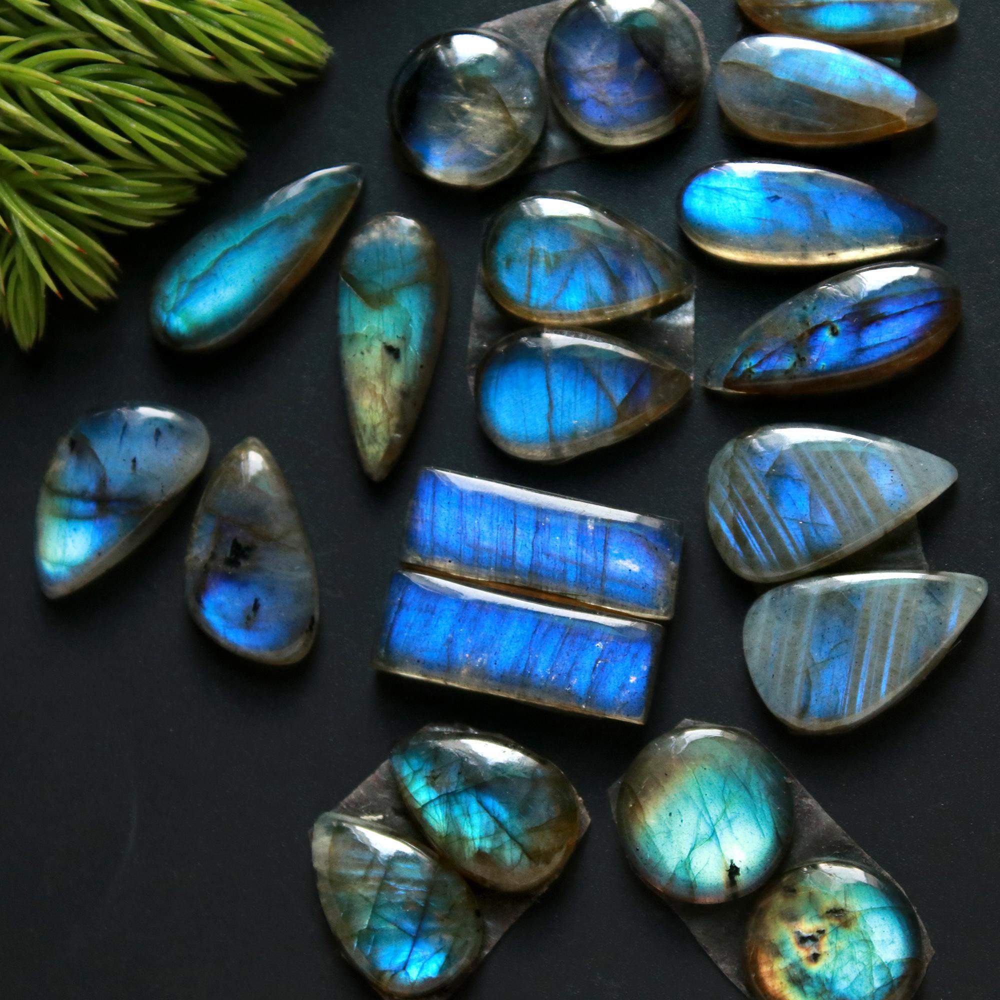 10 Pair 100 Cts Natural Labradorite Loose Gemstone Pairs For Earring Labradorite Mix Shape Cabochon For Jewelry Making 20x7-16x7 mm 14857
