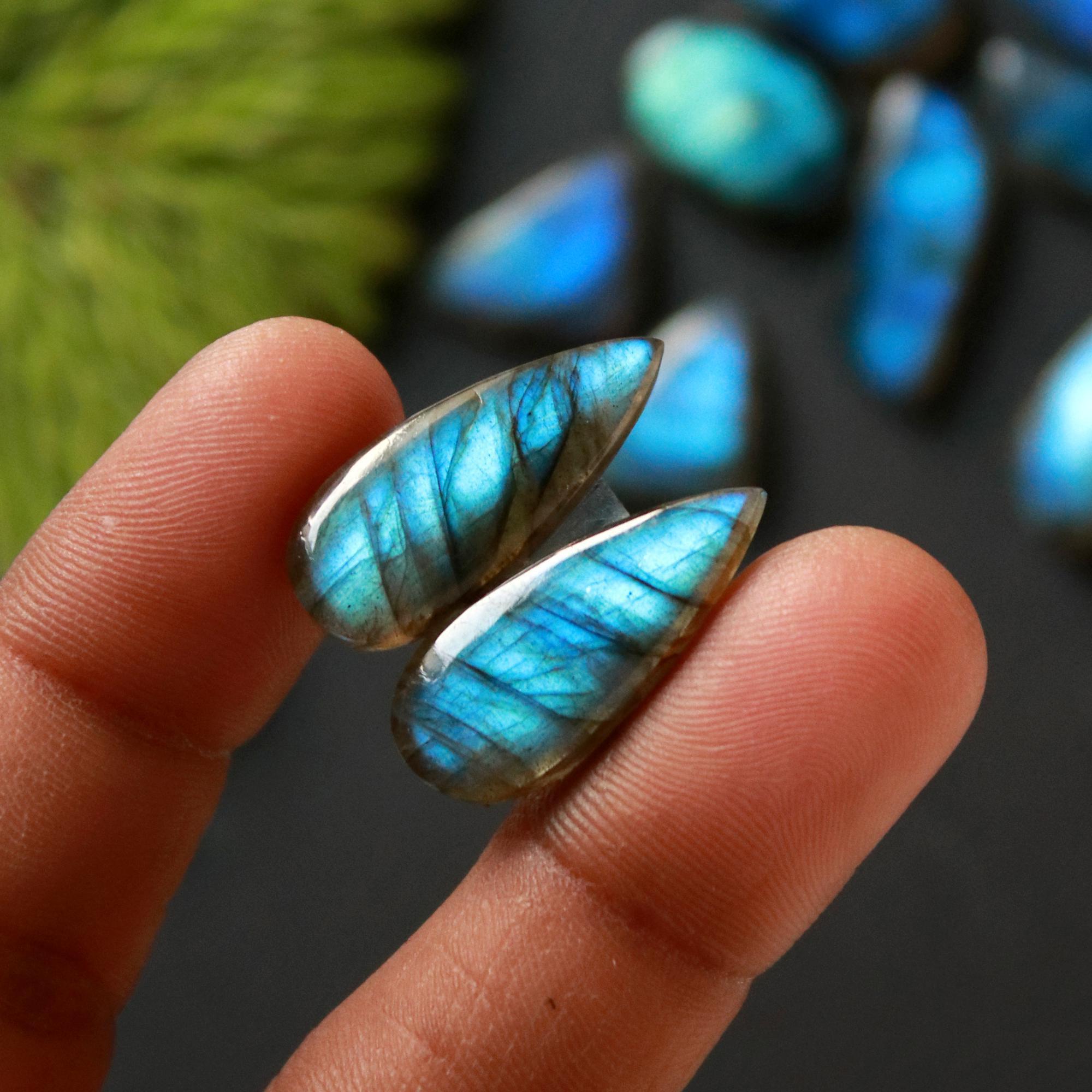 10 Pair 180 Cts Natural Labradorite Loose Gemstone Pairs For Earring Labradorite Mix Shape Cabochon For Jewelry Making 20x7-15x10 mm 14858