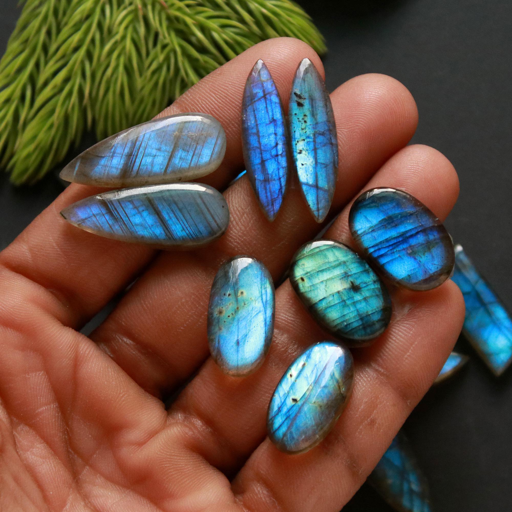 10 Pair 180 Cts Natural Labradorite Loose Gemstone Pairs For Earring Labradorite Mix Shape Cabochon For Jewelry Making 20x7-15x10 mm 14858