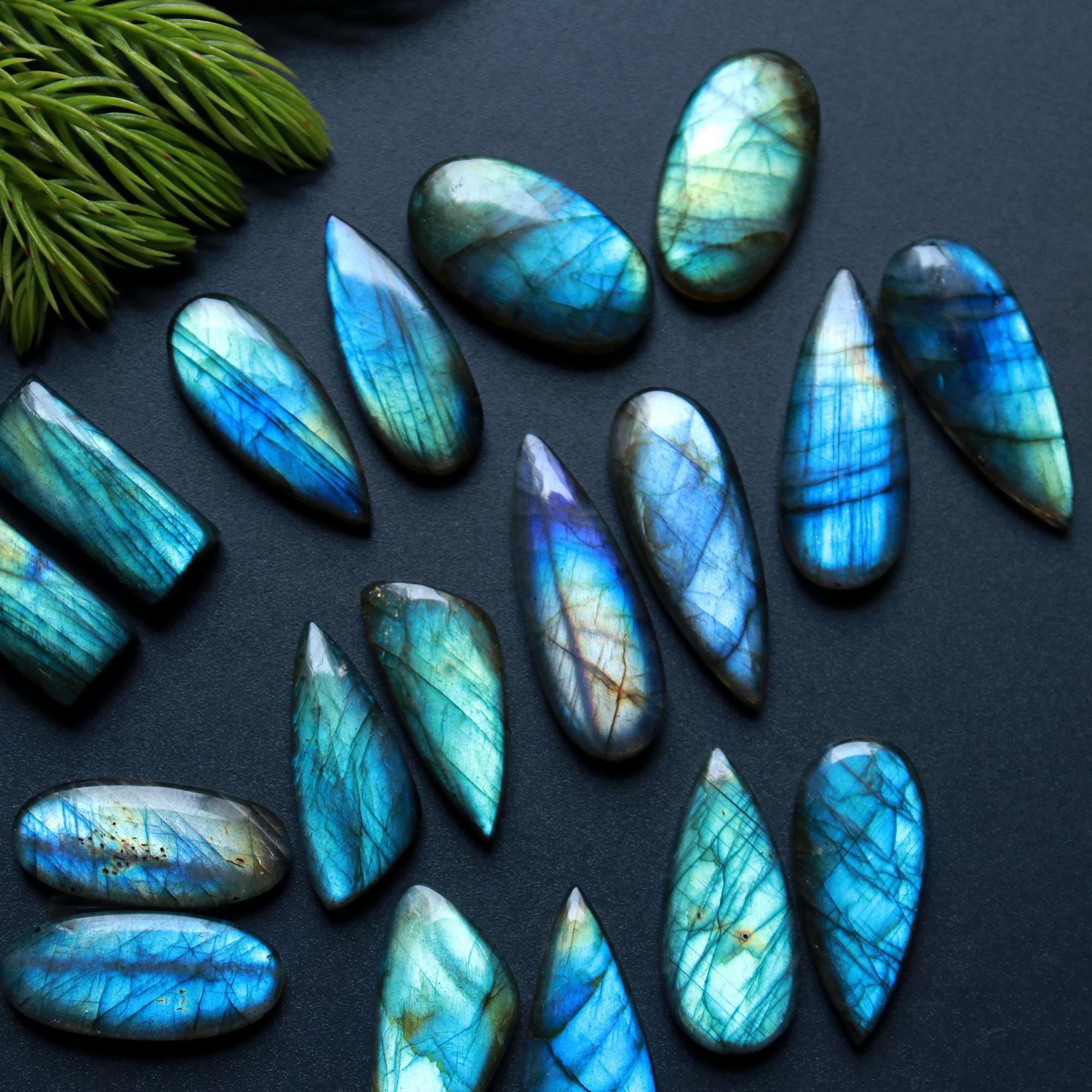 9 Pair 166 Cts Natural Labradorite Loose Gemstone Pairs For Earring Labradorite Mix Shape Cabochon For Jewelry Making 32x7-18x9 mm 14859