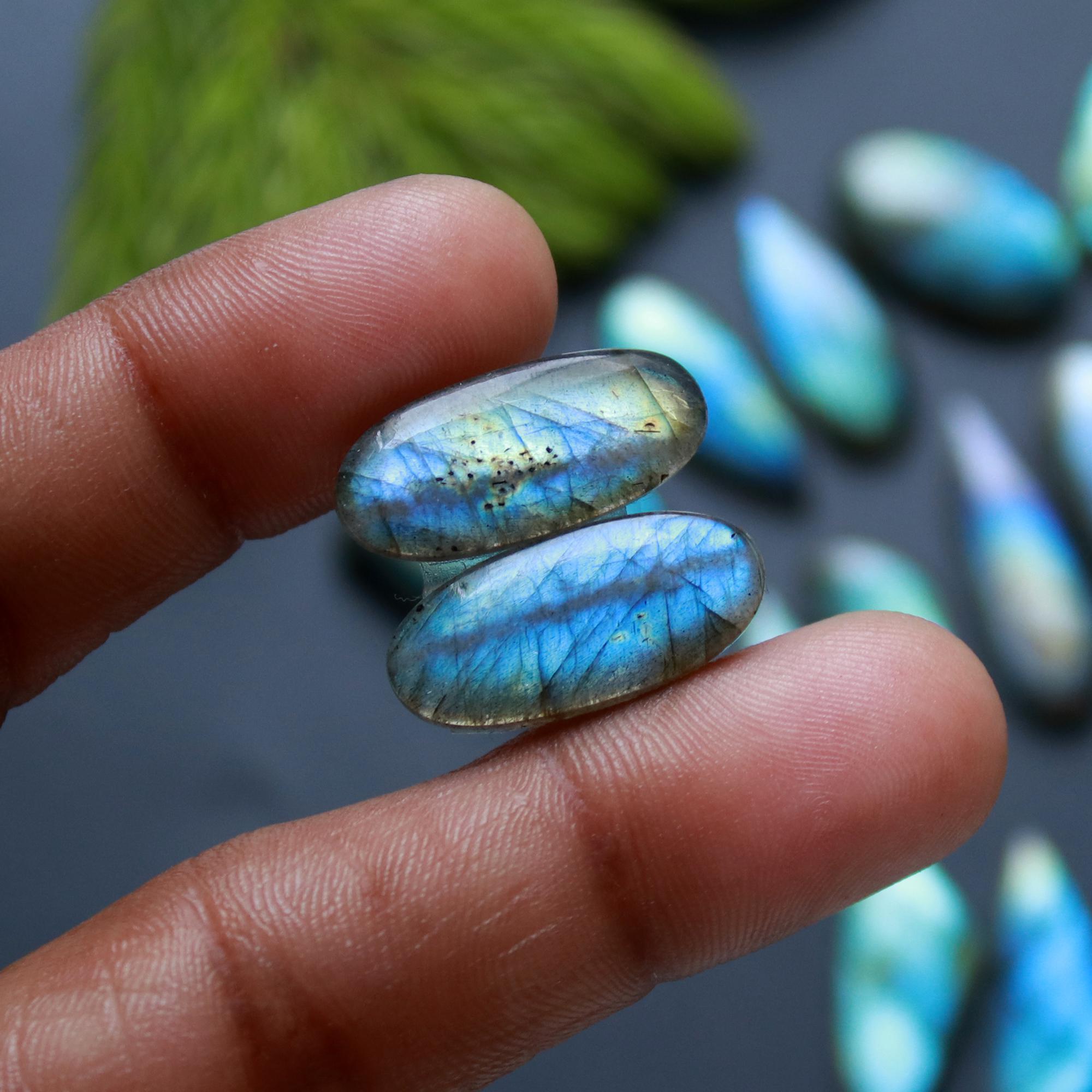 9 Pair 166 Cts Natural Labradorite Loose Gemstone Pairs For Earring Labradorite Mix Shape Cabochon For Jewelry Making 32x7-18x9 mm 14859