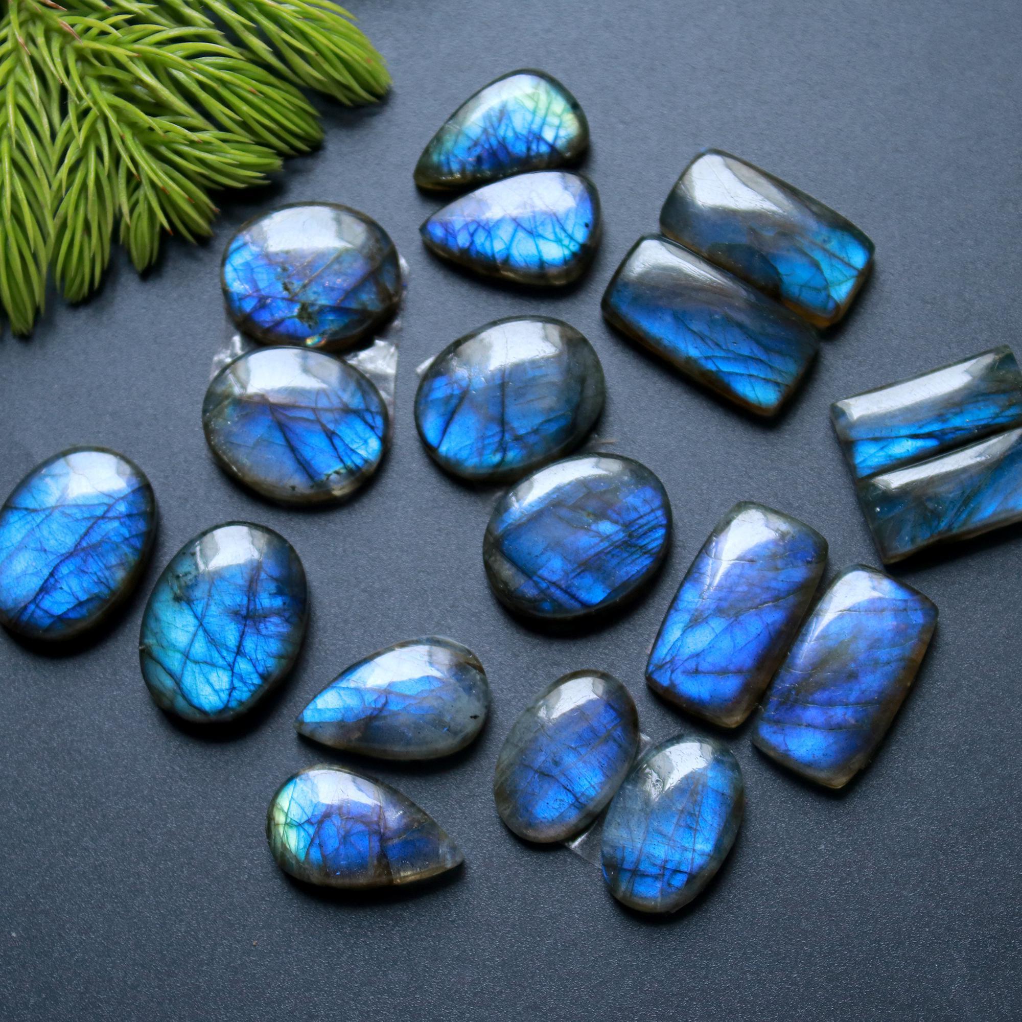 9 Pair 160 Cts Natural Labradorite Loose Gemstone Pairs For Earring Labradorite Mix Shape Cabochon For Jewelry Making 27x9-22x9 mm 14862