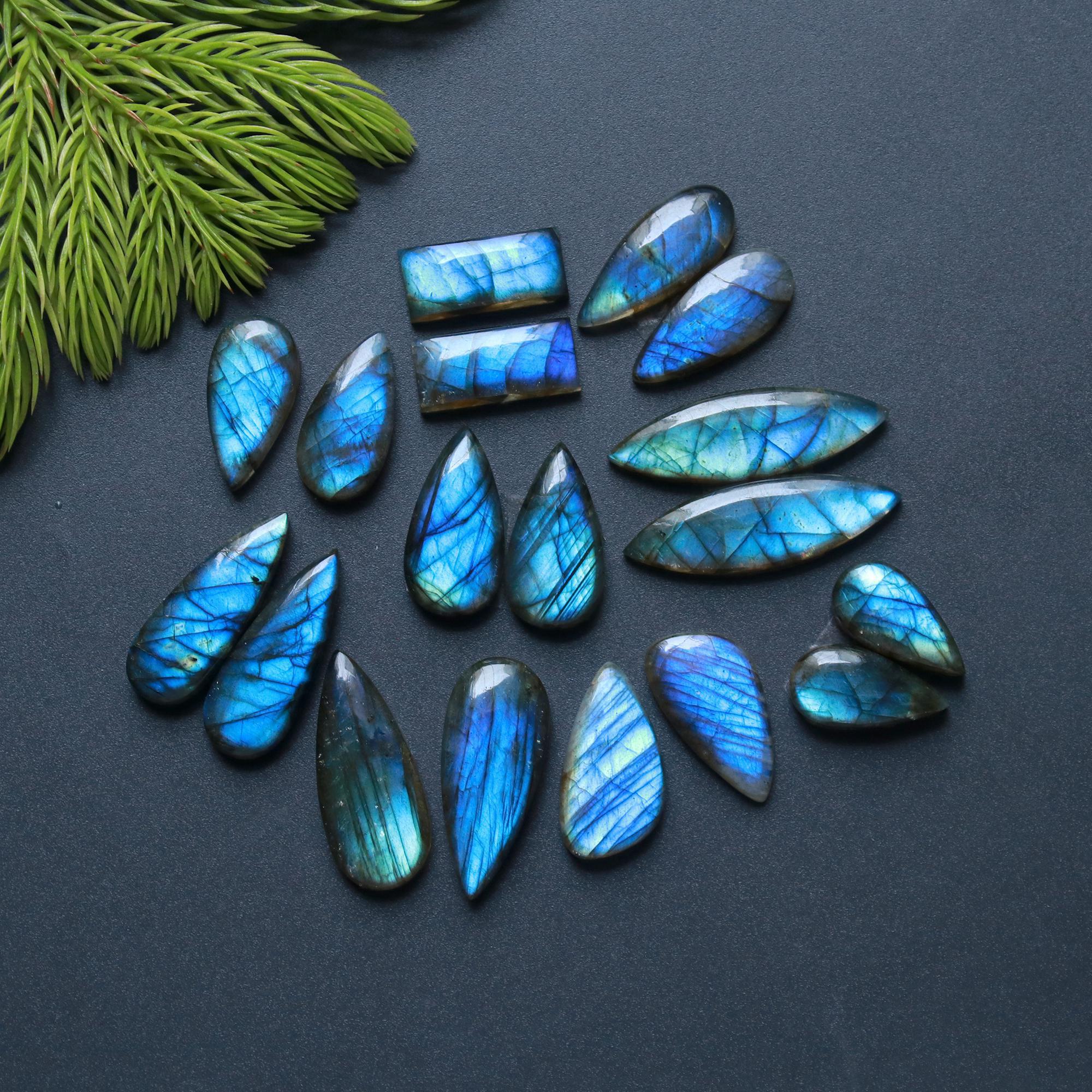 9 Pair 153 Cts Natural Labradorite Loose Gemstone Pairs For Earring Labradorite Mix Shape Cabochon For Jewelry Making 18x14-17x10 mm 14863