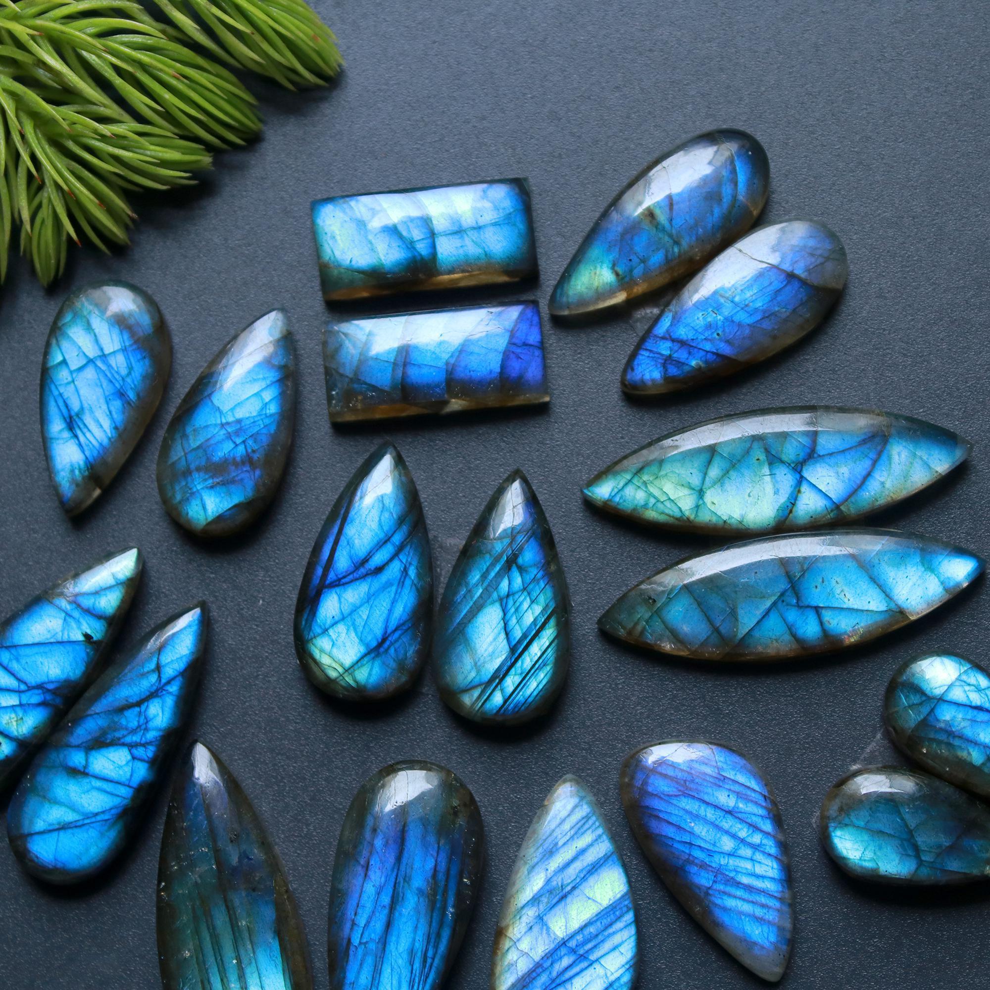 9 Pair 153 Cts Natural Labradorite Loose Gemstone Pairs For Earring Labradorite Mix Shape Cabochon For Jewelry Making 18x14-17x10 mm 14863