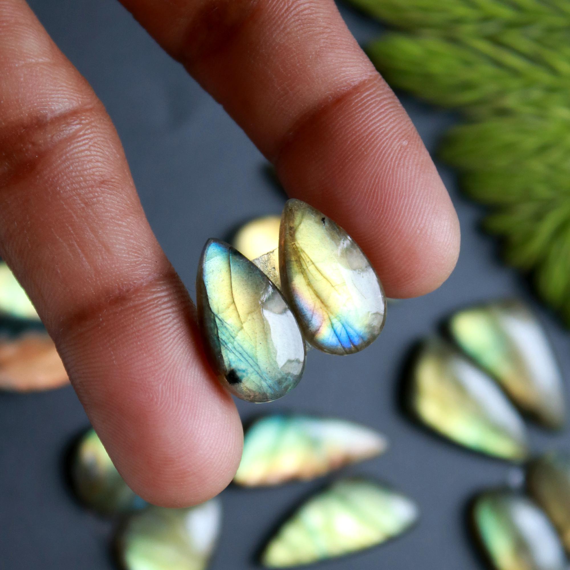 8 Pair 130 Cts Natural Labradorite Loose Gemstone Pairs For Earring Labradorite Mix Shape Cabochon For Jewelry Making 30x9-16x8 mm 14864