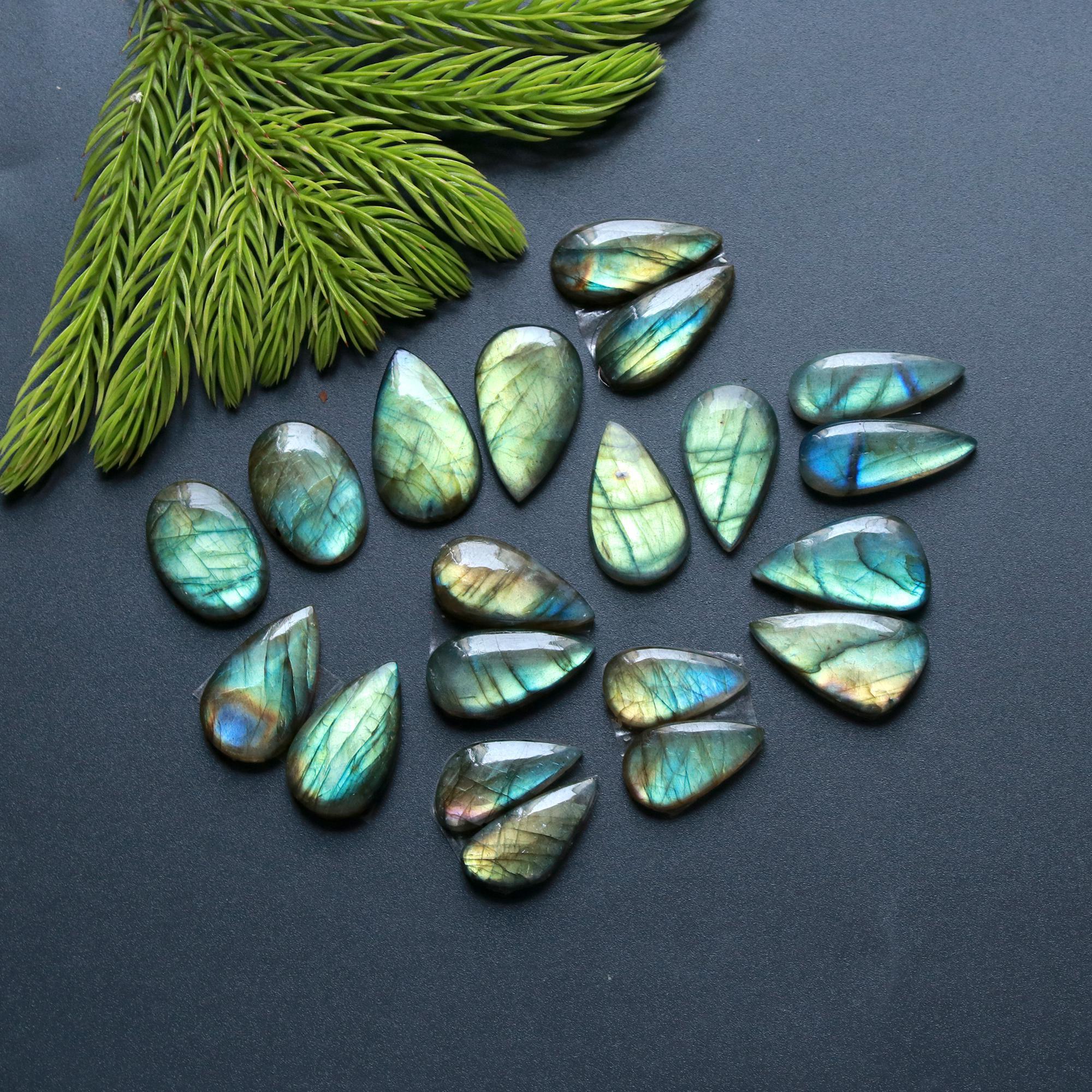 10 Pair 161 Cts Natural Labradorite Loose Gemstone Pairs For Earring Labradorite Mix Shape Cabochon For Jewelry Making 30x9-15x12 mm 14866