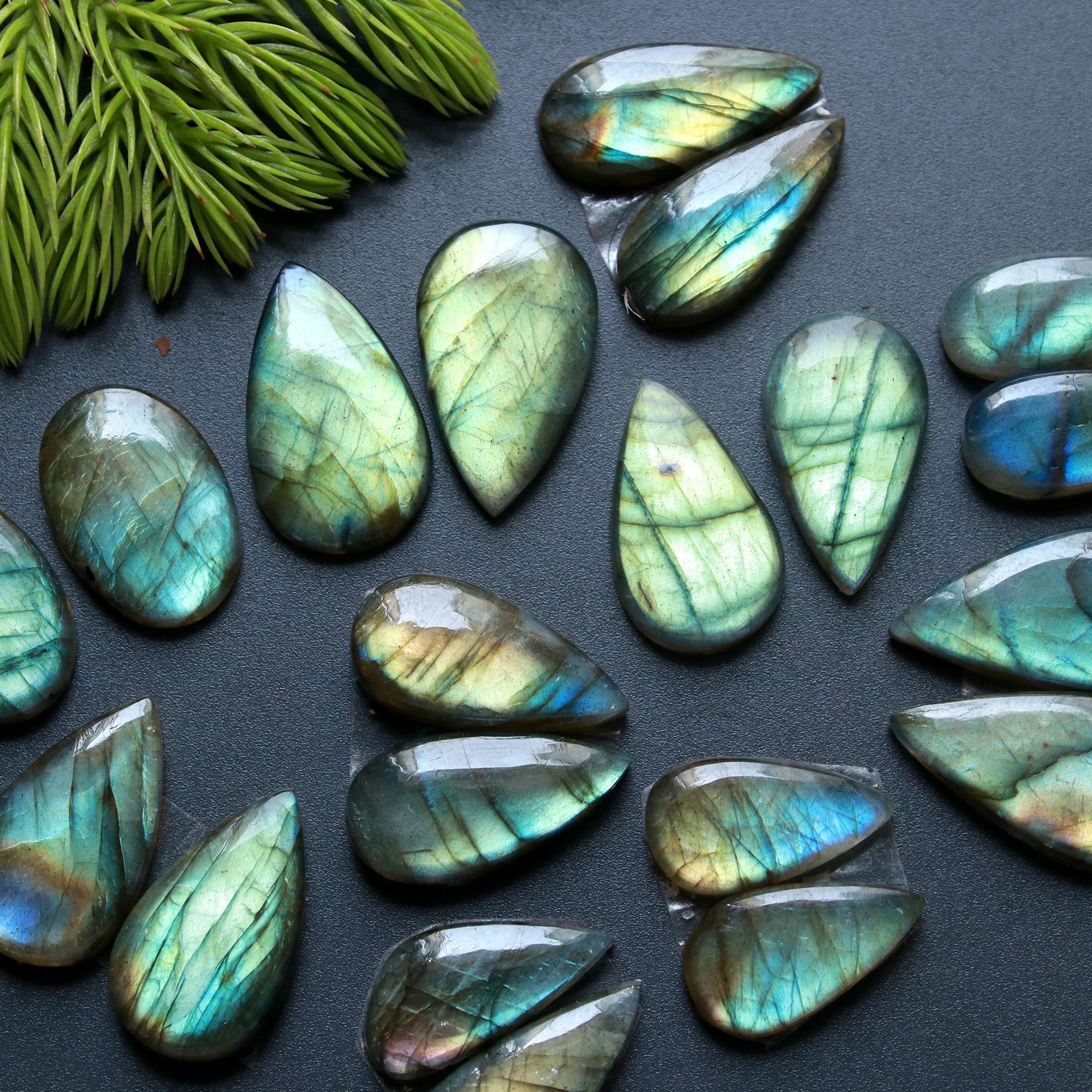 10 Pair 161 Cts Natural Labradorite Loose Gemstone Pairs For Earring Labradorite Mix Shape Cabochon For Jewelry Making 30x9-15x12 mm 14866