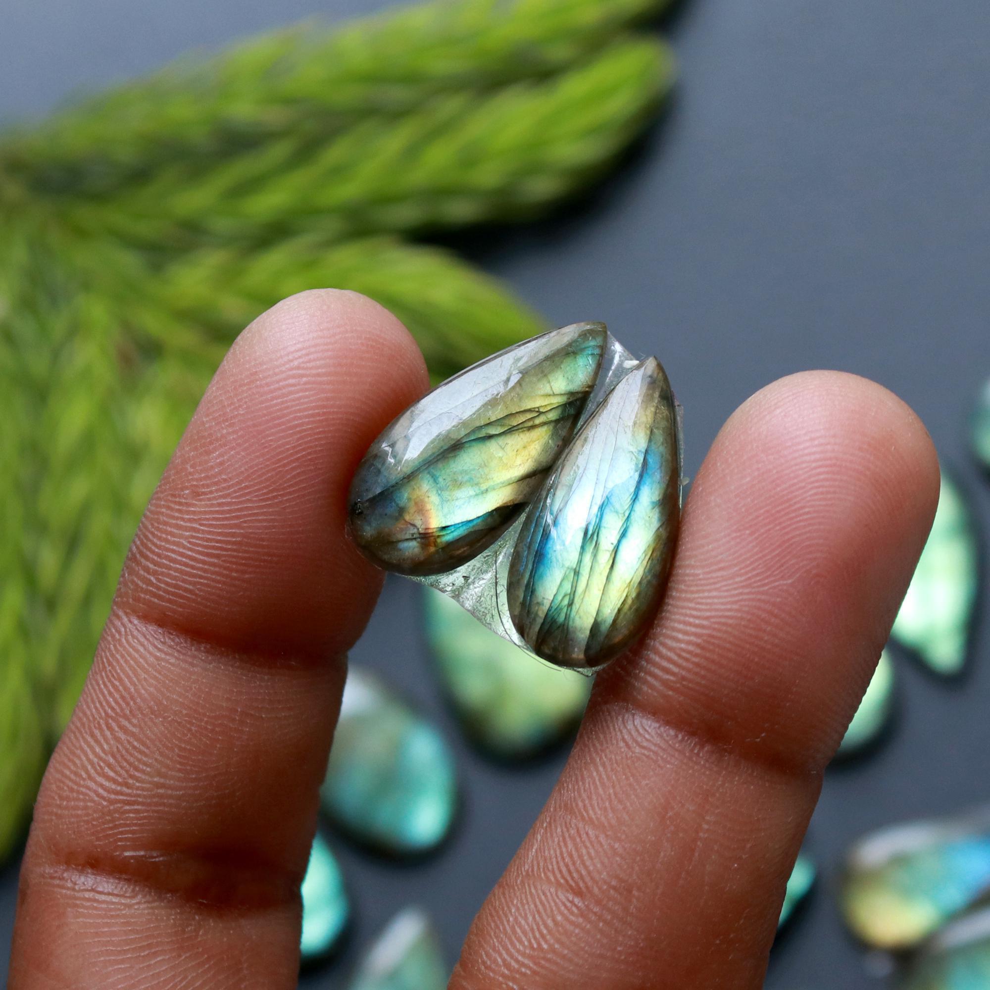 10 Pair 161 Cts Natural Labradorite Loose Gemstone Pairs For Earring Labradorite Mix Shape Cabochon For Jewelry Making 30x9-15x12 mm 14866