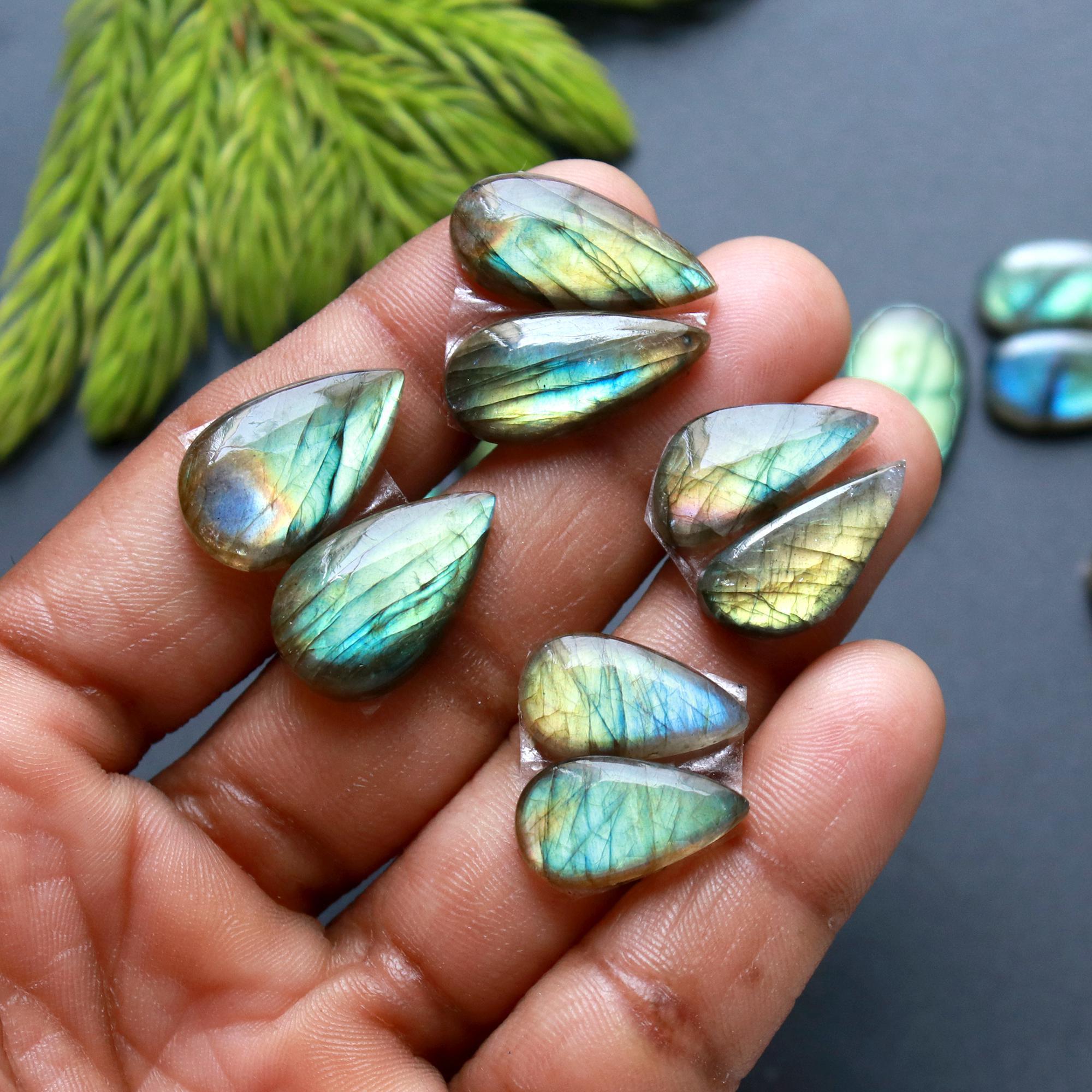 10 Pair 161 Cts Natural Labradorite Loose Gemstone Pairs For Earring Labradorite Mix Shape Cabochon For Jewelry Making 30x9-15x12 mm 14866