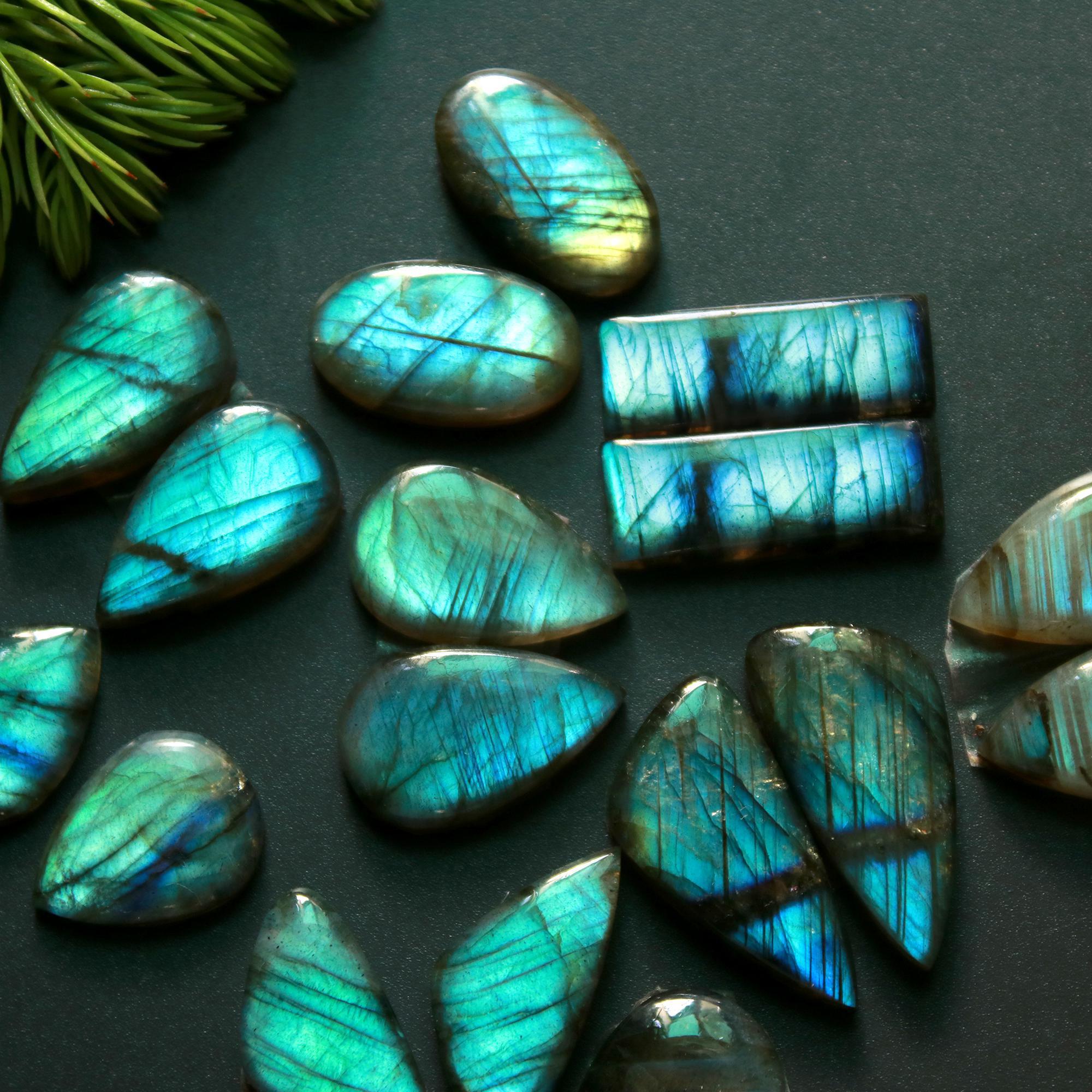 9 Pair 139 Cts Natural Labradorite Loose Gemstone Pairs For Earring Labradorite Mix Shape Cabochon For Jewelry Making 24x11-15x12 mm 14869