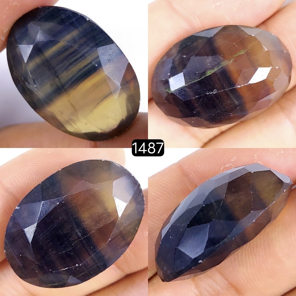 1Pc 73Cts Natural Multi Fluorite Faceted Cabochon Gemstone Oval Shape Crystal 30x20mm#1487