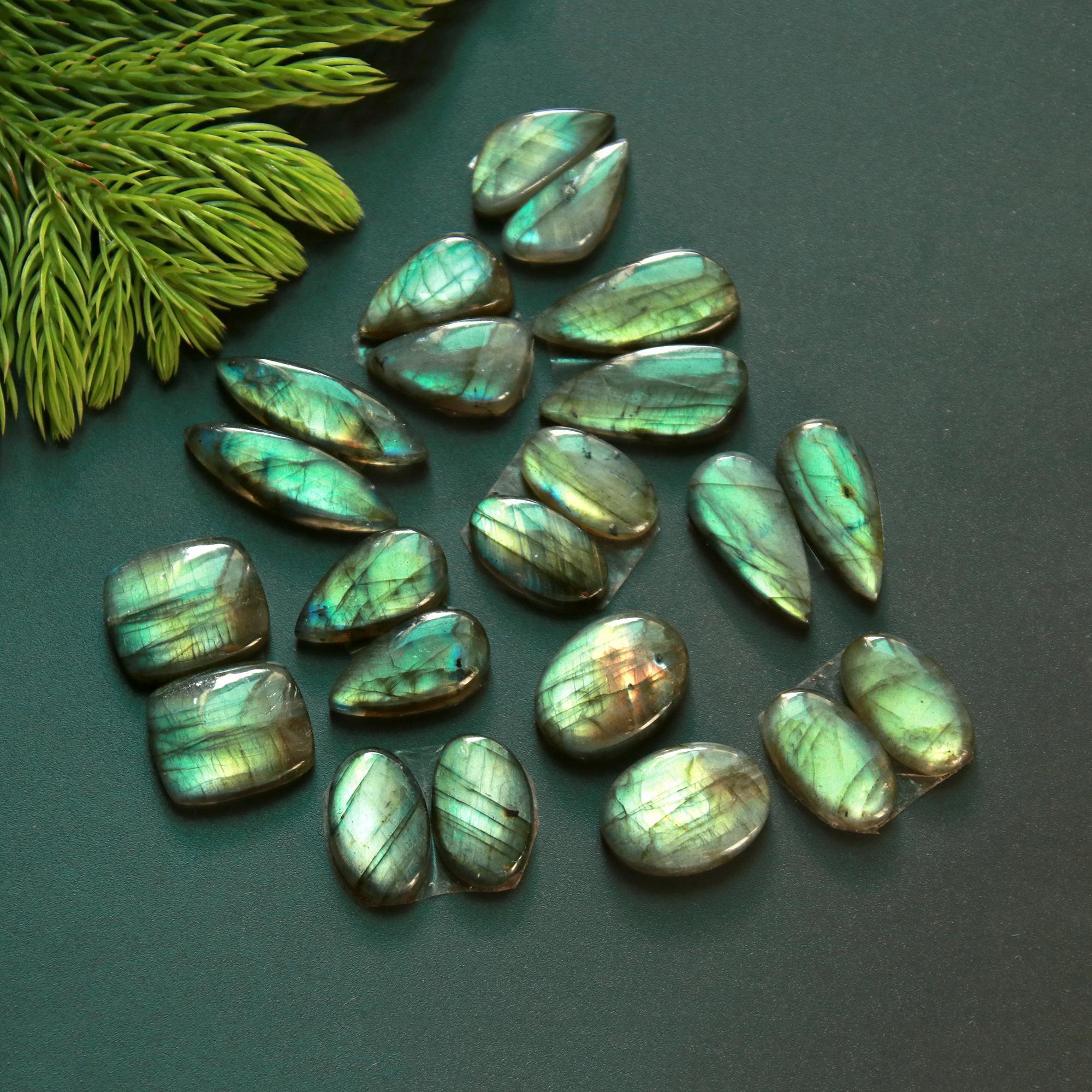 11 Pair 179 Cts Natural Labradorite Loose Gemstone Pairs For Earring Labradorite Mix Shape Cabochon For Jewelry Making 21x10-17x10 mm 14872