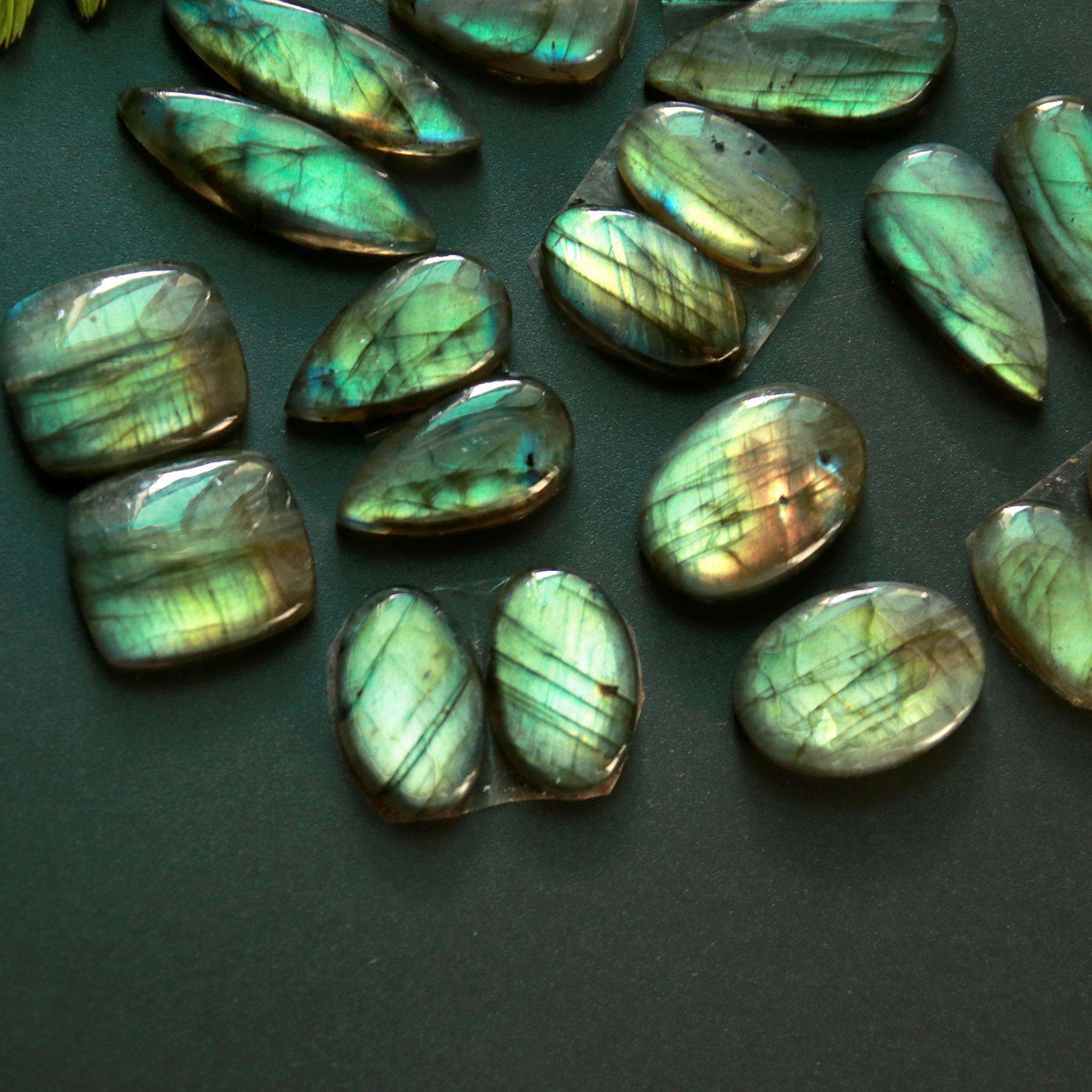 11 Pair 179 Cts Natural Labradorite Loose Gemstone Pairs For Earring Labradorite Mix Shape Cabochon For Jewelry Making 21x10-17x10 mm 14872