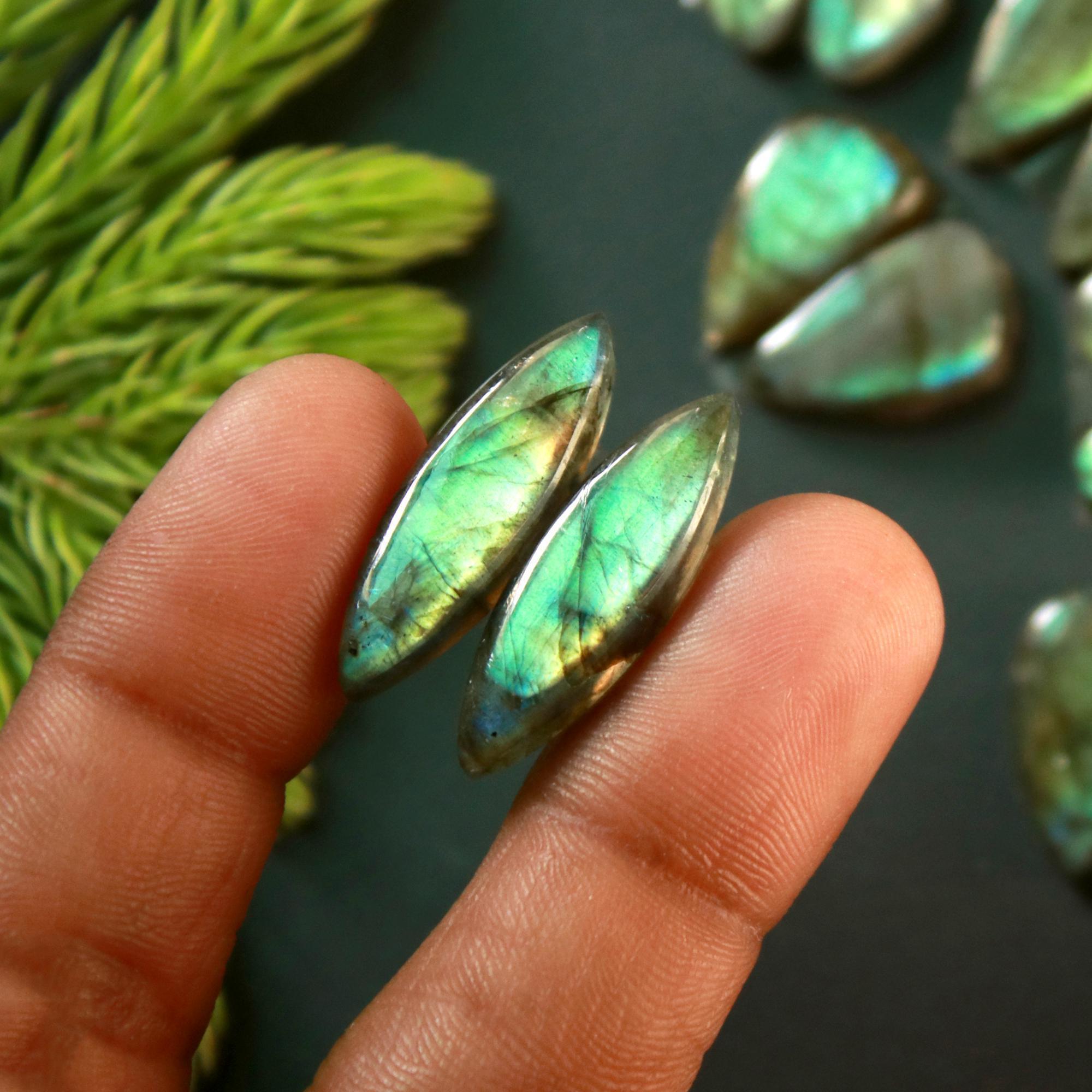 11 Pair 179 Cts Natural Labradorite Loose Gemstone Pairs For Earring Labradorite Mix Shape Cabochon For Jewelry Making 21x10-17x10 mm 14872