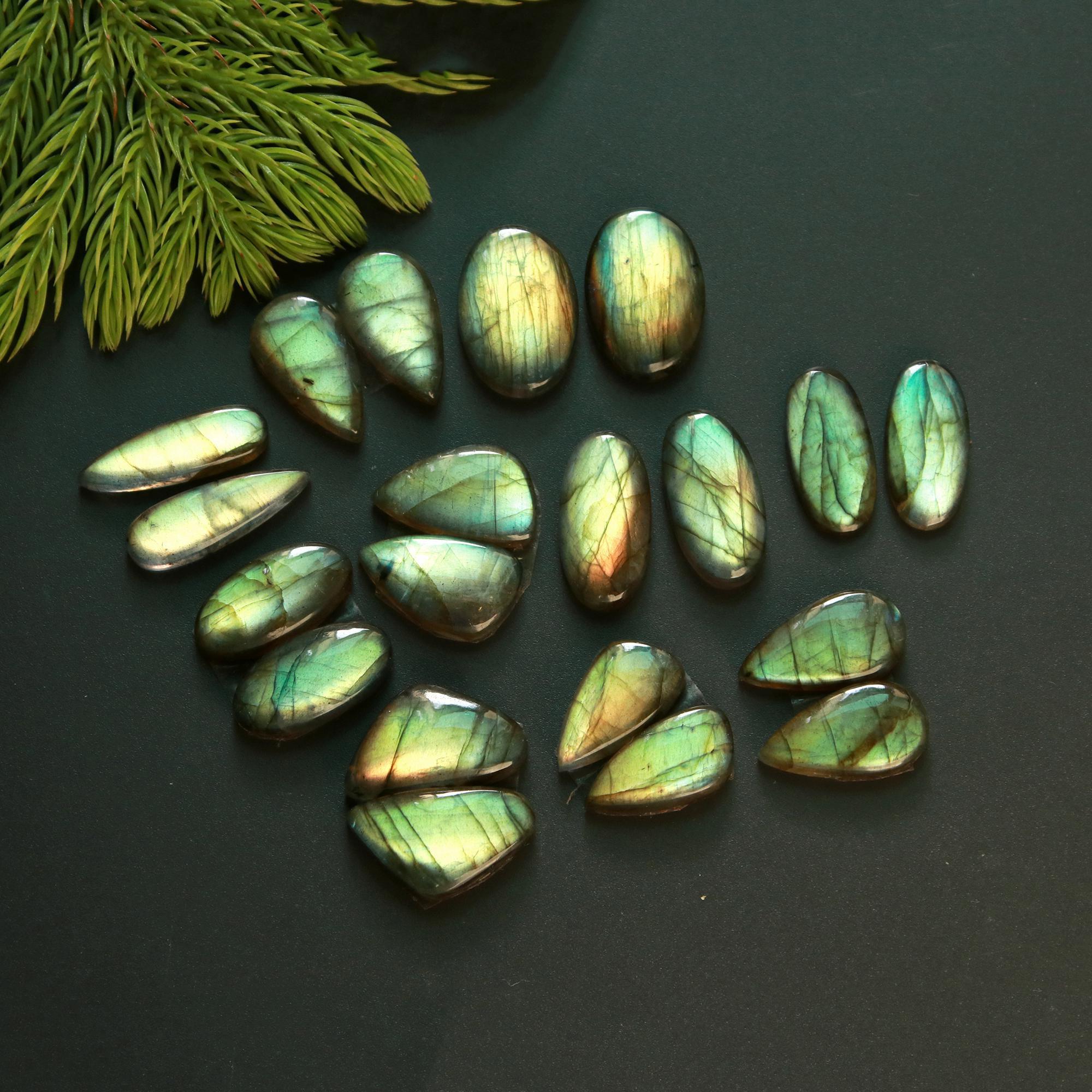 10 Pair 183 Cts Natural Labradorite Loose Gemstone Pairs For Earring Labradorite Mix Shape Cabochon For Jewelry Making 21x14-18x10 mm 14874
