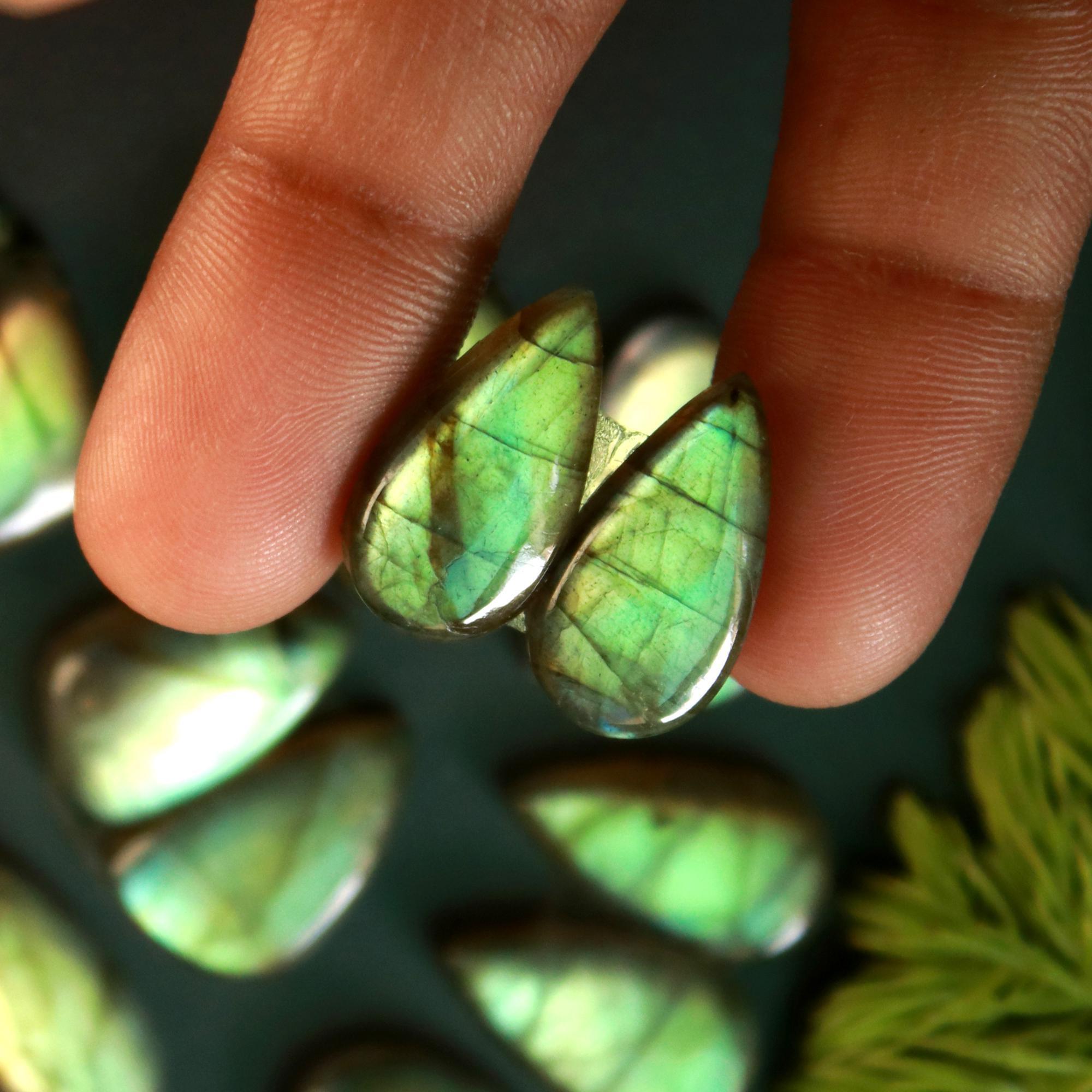10 Pair 183 Cts Natural Labradorite Loose Gemstone Pairs For Earring Labradorite Mix Shape Cabochon For Jewelry Making 21x14-18x10 mm 14874