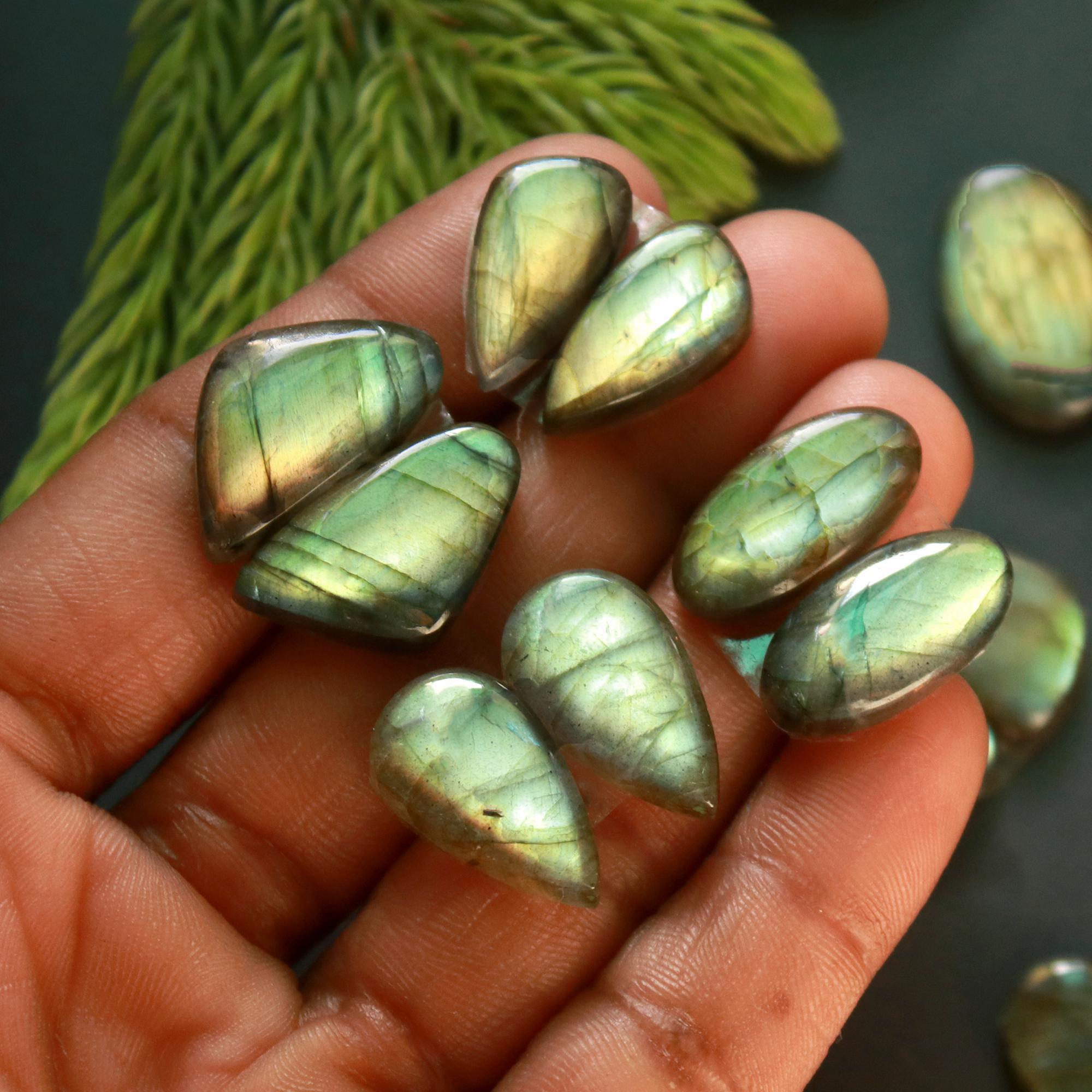 10 Pair 183 Cts Natural Labradorite Loose Gemstone Pairs For Earring Labradorite Mix Shape Cabochon For Jewelry Making 21x14-18x10 mm 14874