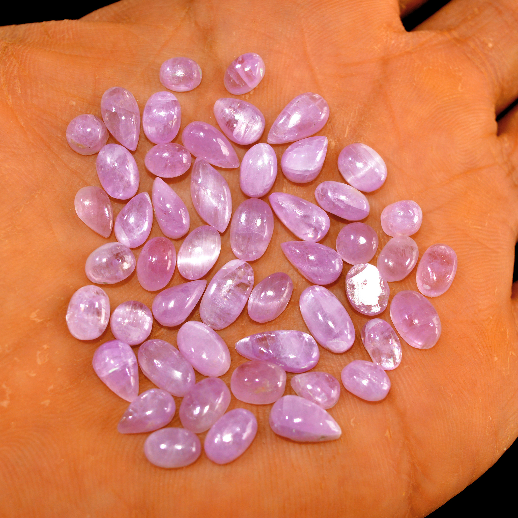 49Pcs 70Cts Natural Pink Kunzite Cabochon Kunzite Loose Semi Precious Wholesale Lot Jewelry Making Wire Wrapping Pendant 11x5-5x4mm 14875