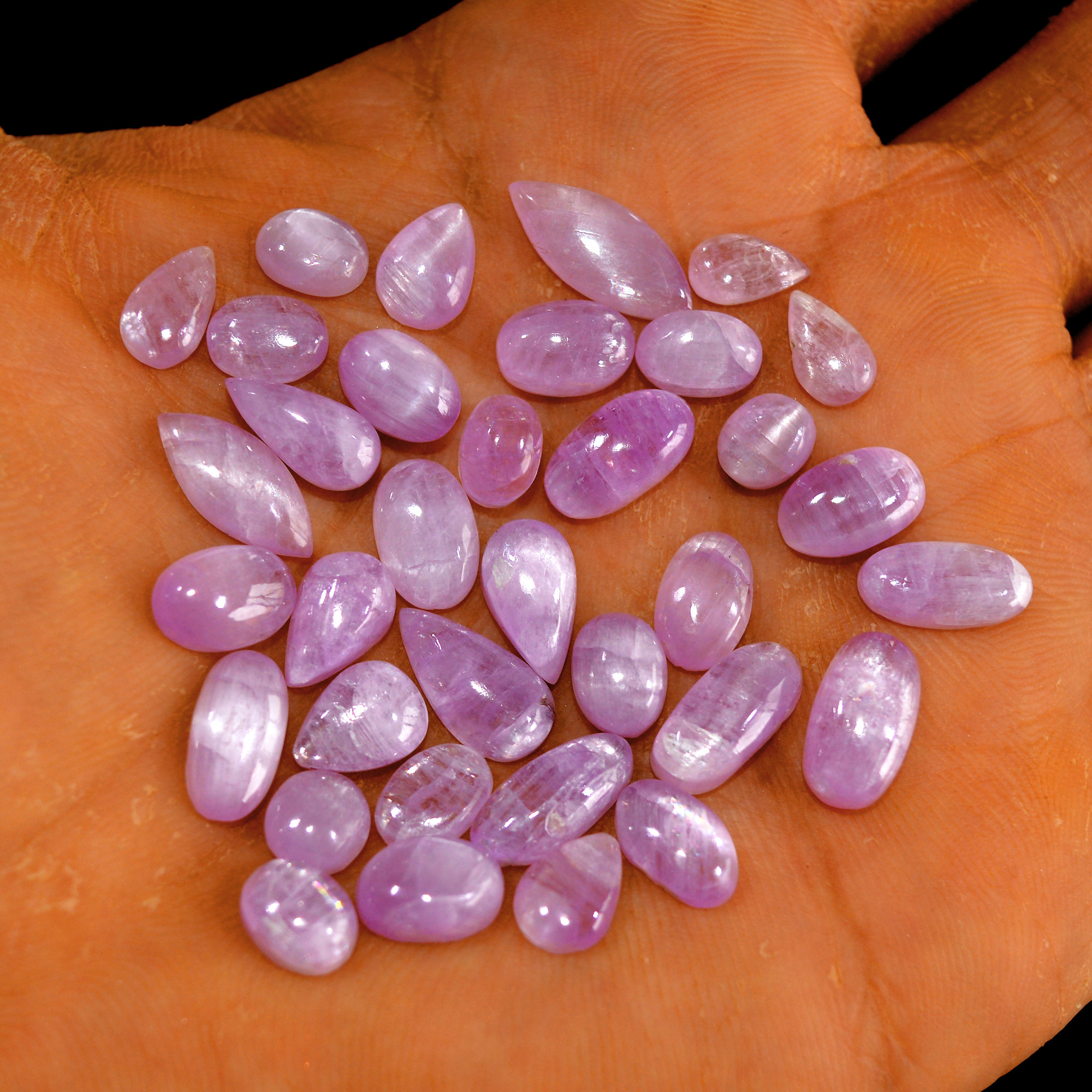 35Pcs 78Cts Natural Pink Kunzite Cabochon Kunzite Loose Semi Precious Wholesale Lot Jewelry Making Wire Wrapping Pendant 15x6-8x4mm 14876