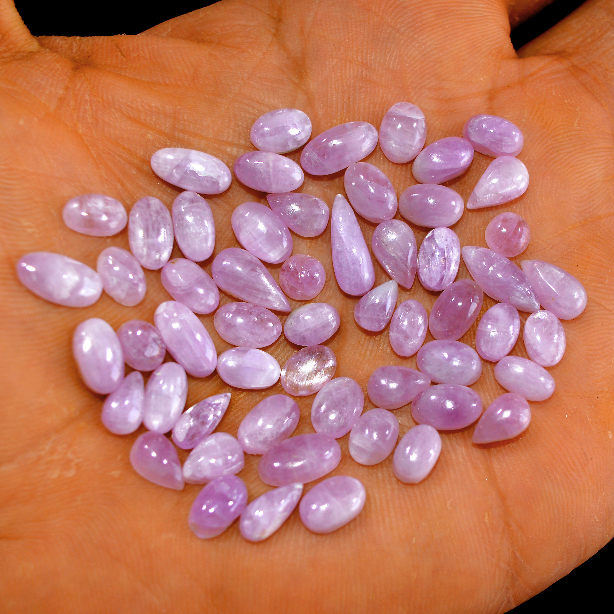 56Pcs 82Cts Natural Pink Kunzite Cabochon Kunzite Loose Semi Precious Wholesale Lot Jewelry Making Wire Wrapping Pendant 12x4-5x5mm 14880