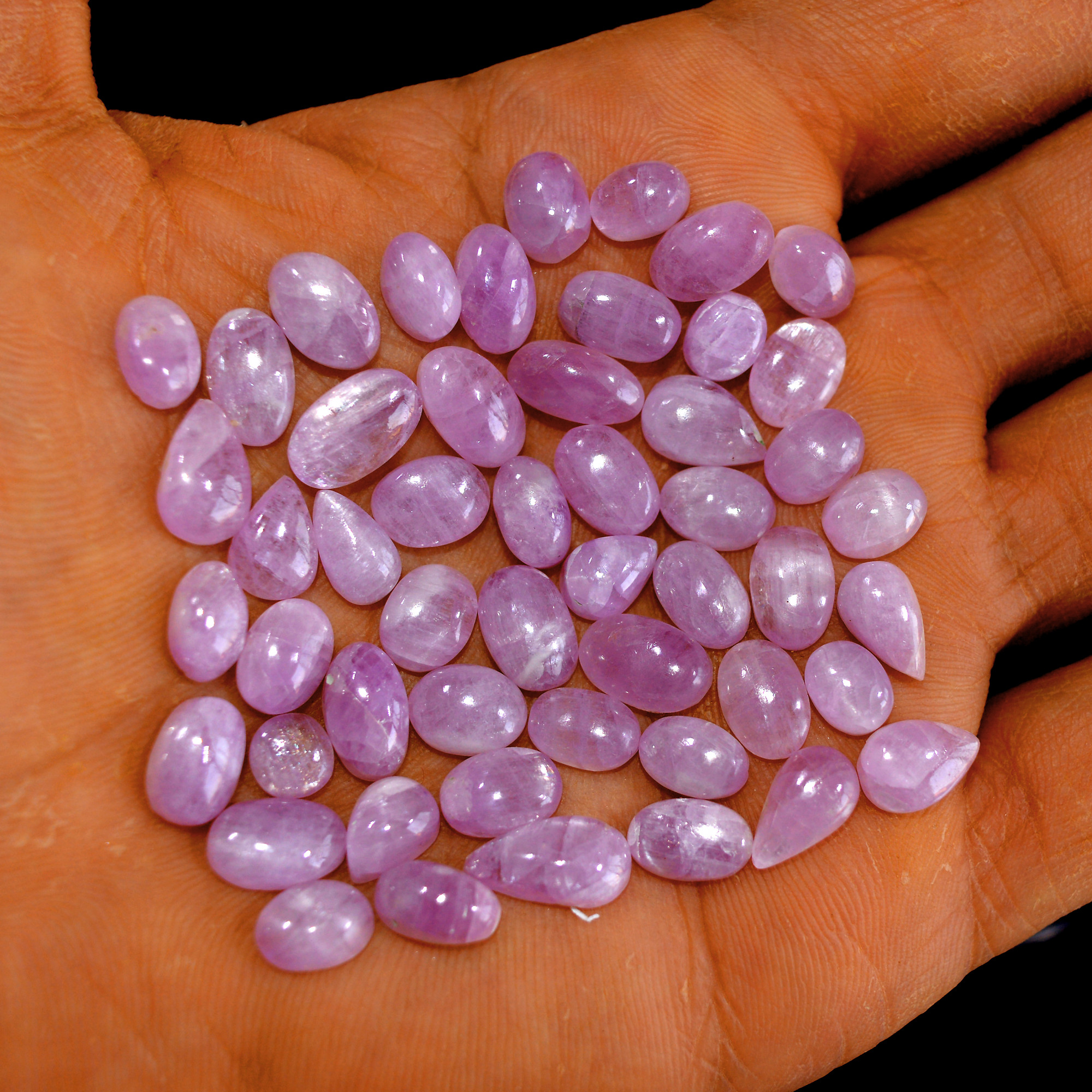50Pcs 114Cts Natural Pink Kunzite Cabochon Kunzite Loose Semi Precious Wholesale Lot Jewelry Making Wire Wrapping Pendant 12x6-6x6mm 14881
