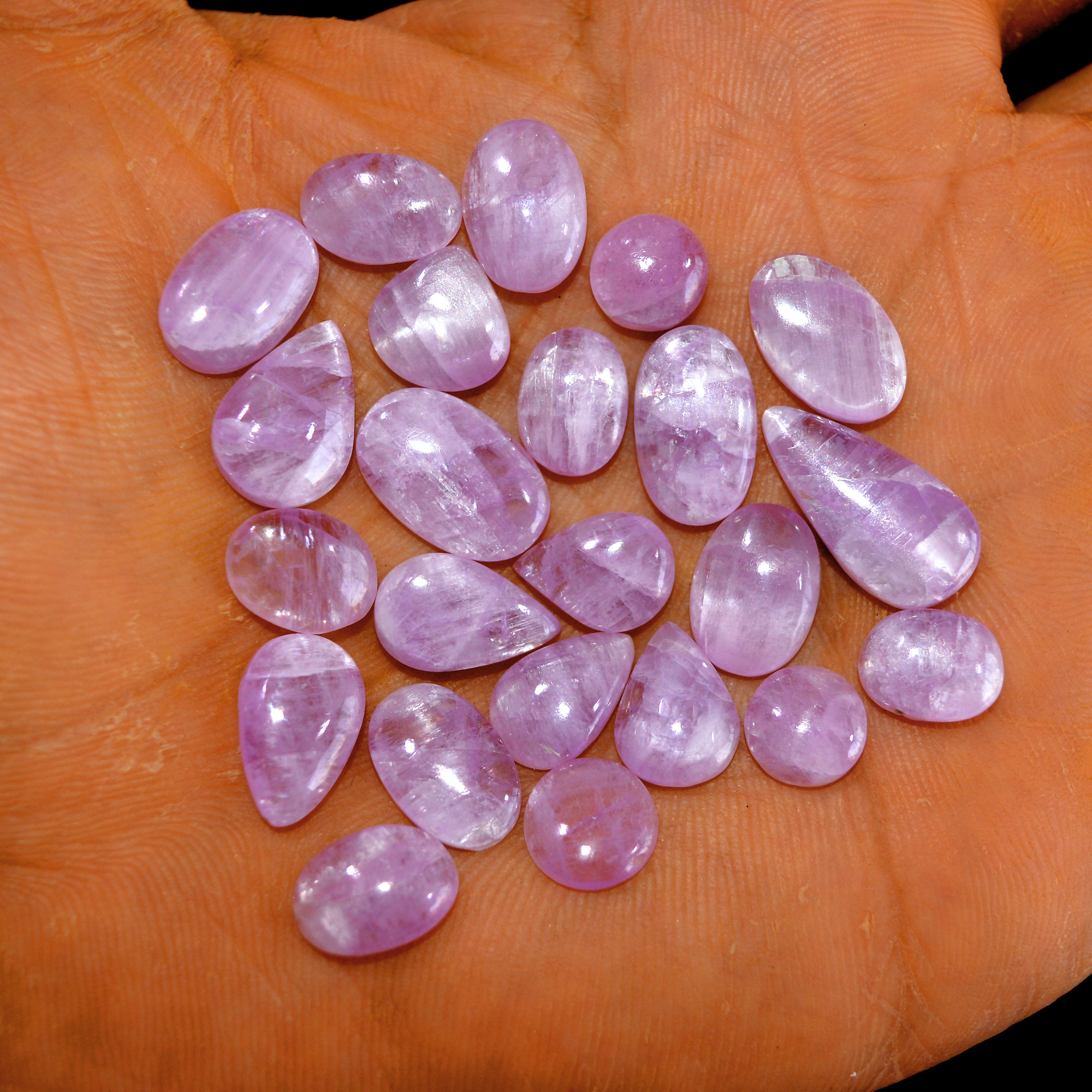 23Pcs 77Cts Natural Pink Kunzite Cabochon Kunzite Loose Semi Precious Wholesale Lot Jewelry Making Wire Wrapping Pendant 18x8-8x8mm 14884