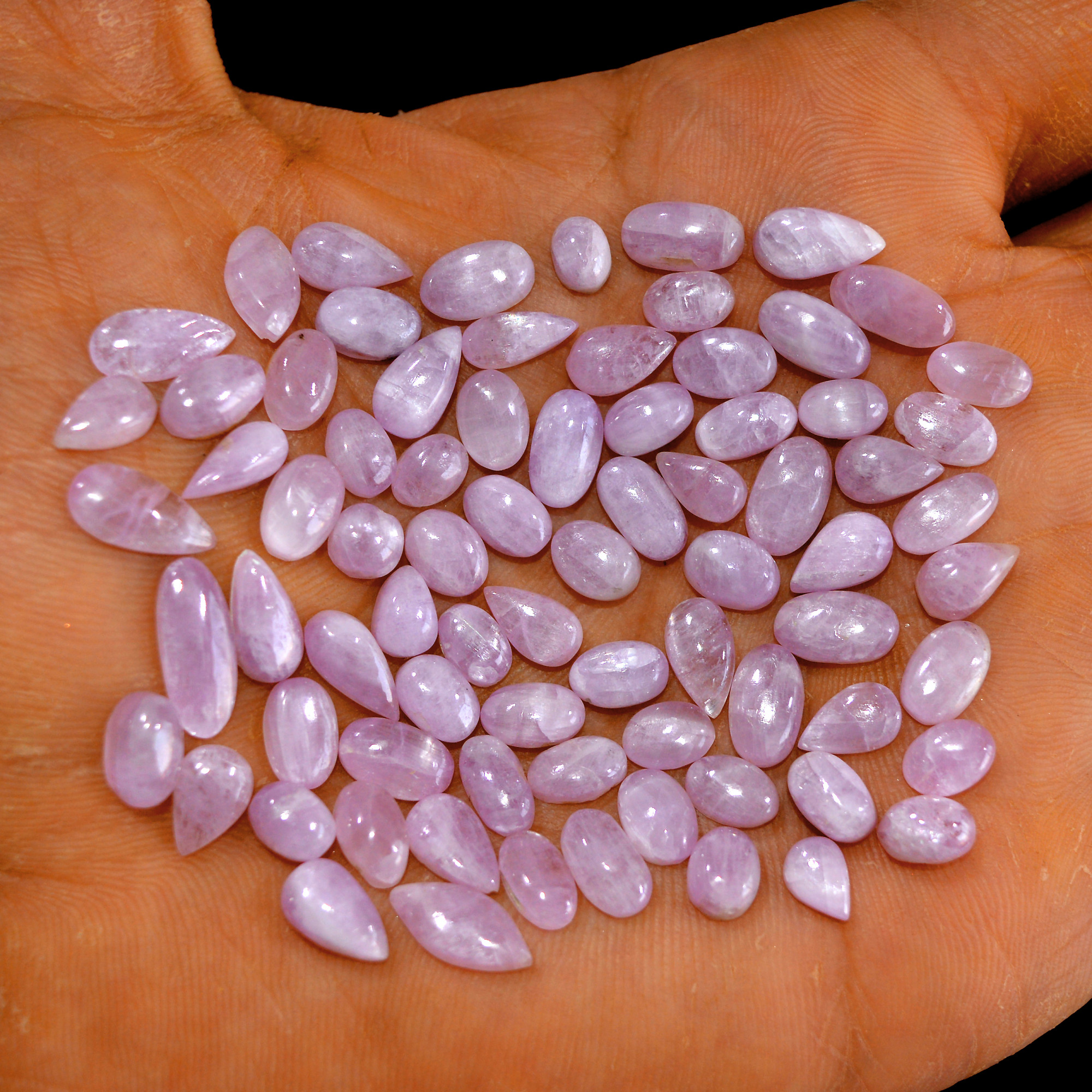77Pcs 108Cts Natural Pink Kunzite Cabochon Kunzite Loose Semi Precious Wholesale Lot Jewelry Making Wire Wrapping Pendant 13x5-6x4mm 14887