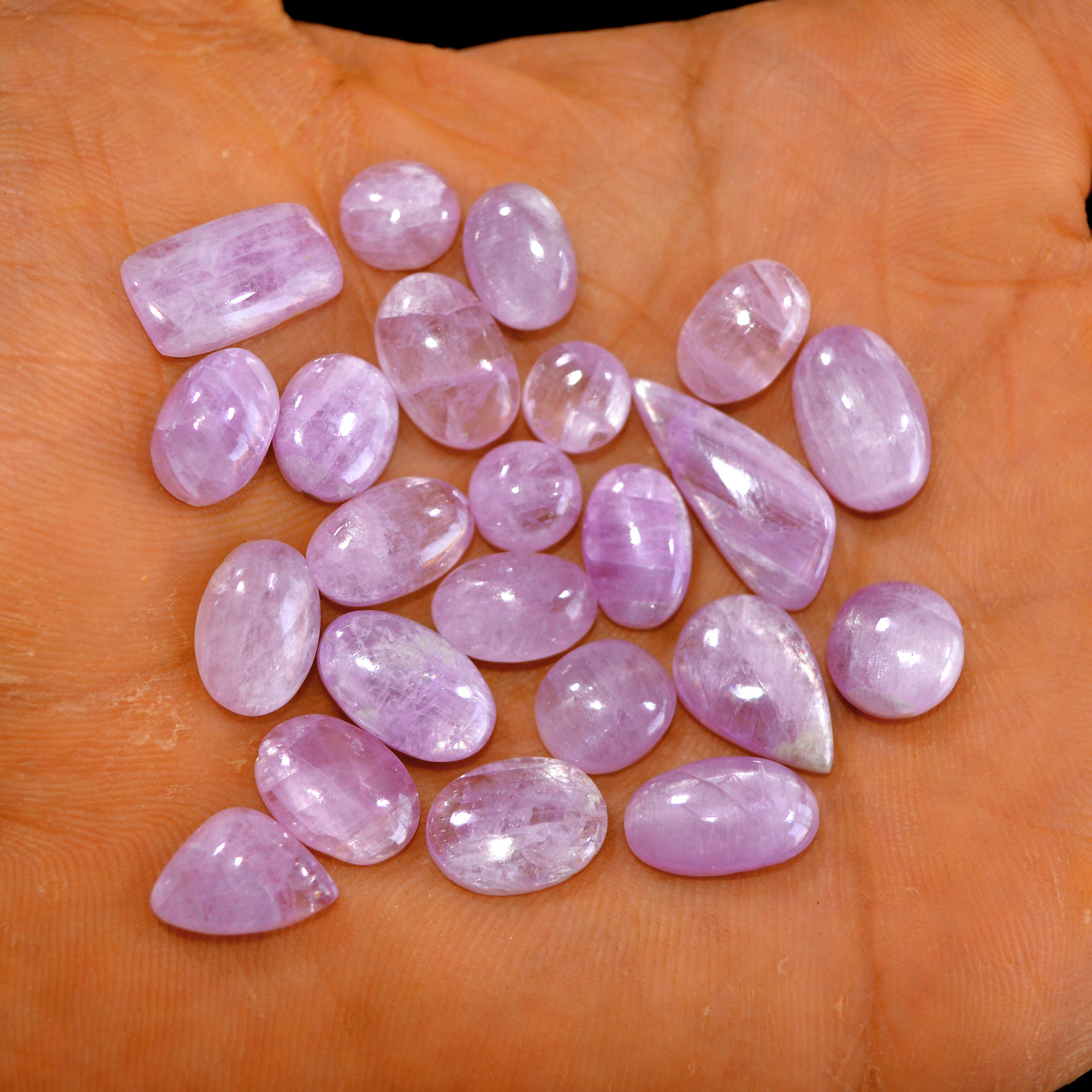 23Pcs 93Cts Natural Pink Kunzite Cabochon Kunzite Loose Semi Precious Wholesale Lot Jewelry Making Wire Wrapping Pendant 20x8-7x7mm 14896