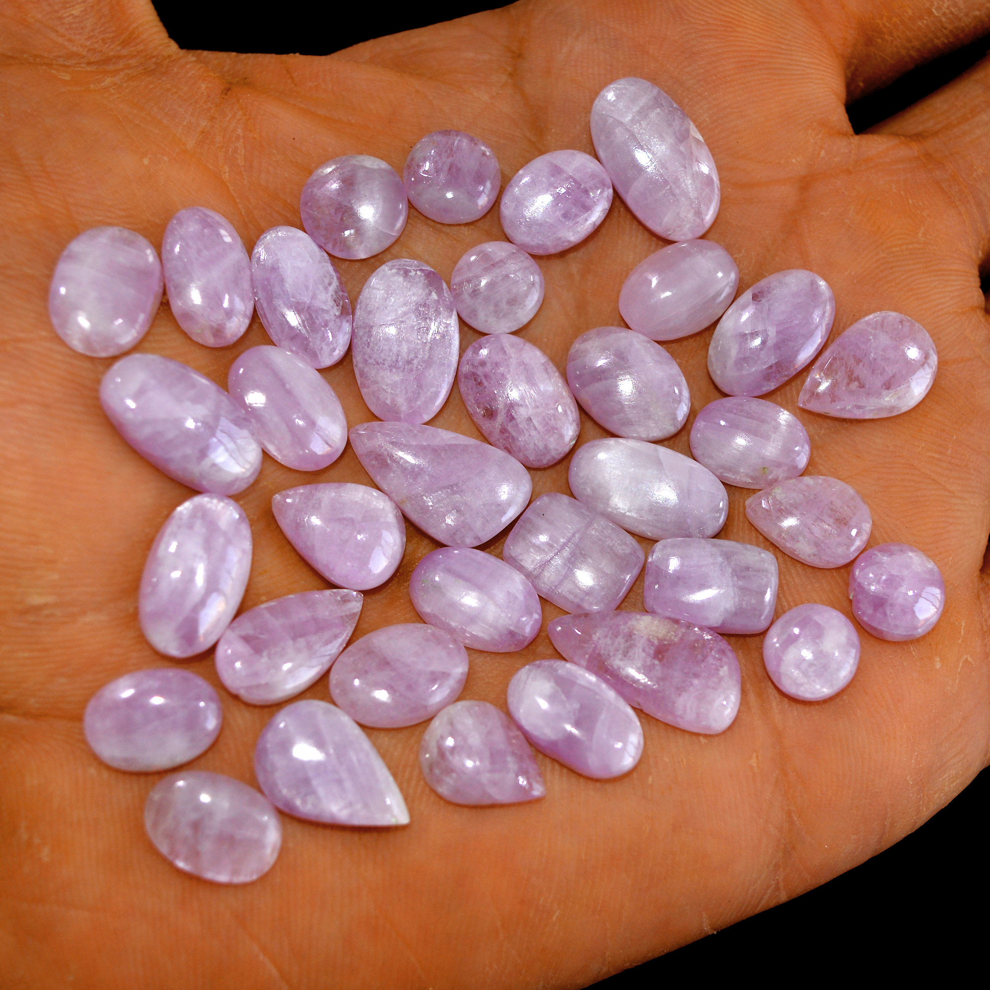 35Pcs 121Cts Natural Pink Kunzite Cabochon Kunzite Loose Semi Precious Wholesale Lot Jewelry Making Wire Wrapping Pendant 17x8-8x8mm 14897
