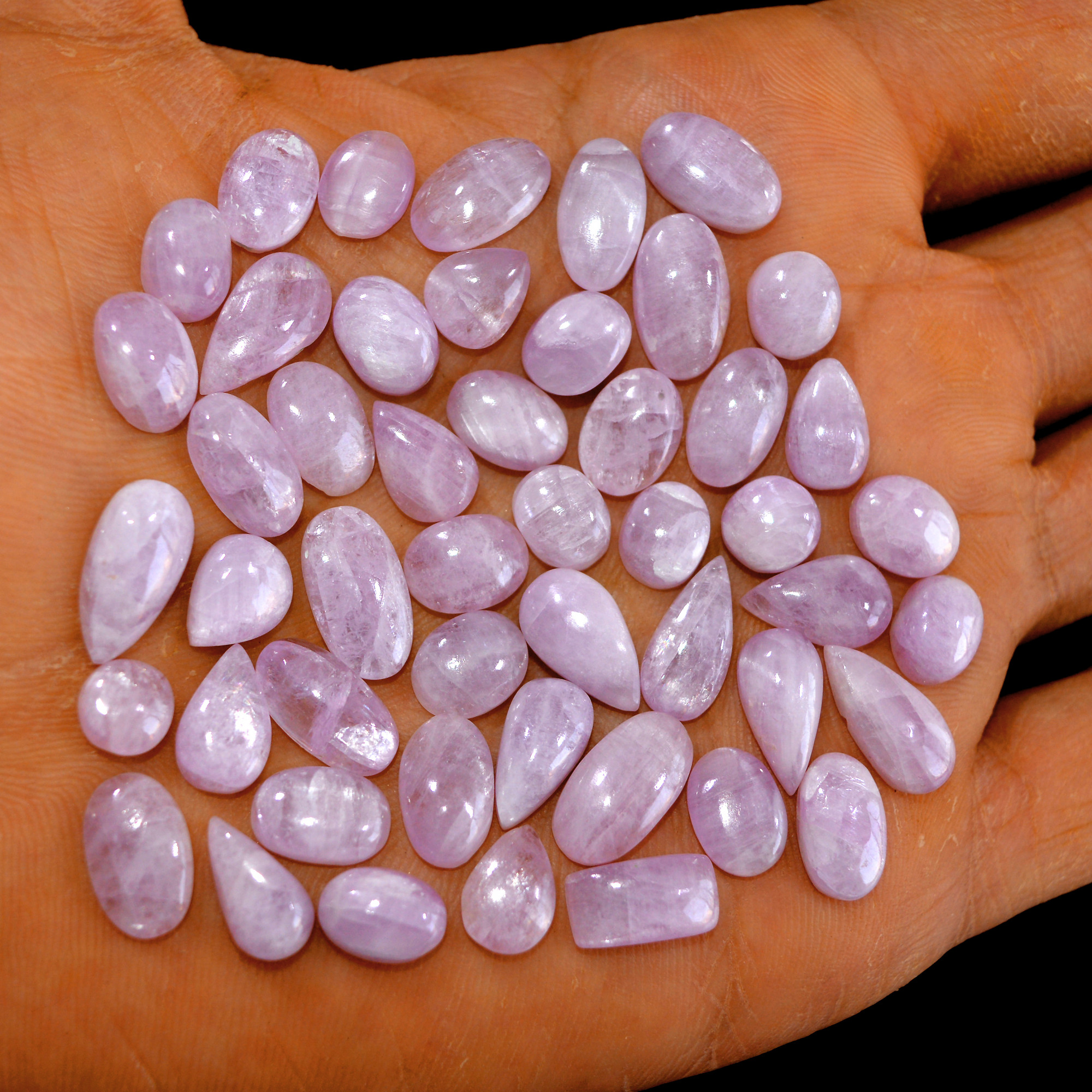 49Pcs 138Cts Natural Pink Kunzite Cabochon Kunzite Loose Semi Precious Wholesale Lot Jewelry Making Wire Wrapping Pendant 14x7-7x7mm 14899