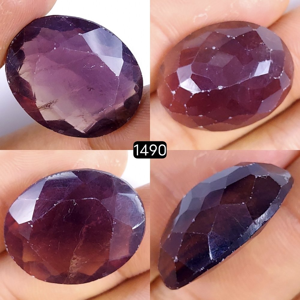 1Pc 44Cts Natural Multi Fluorite Faceted Cabochon Gemstone Oval Shape Crystal 26x20mm#1490