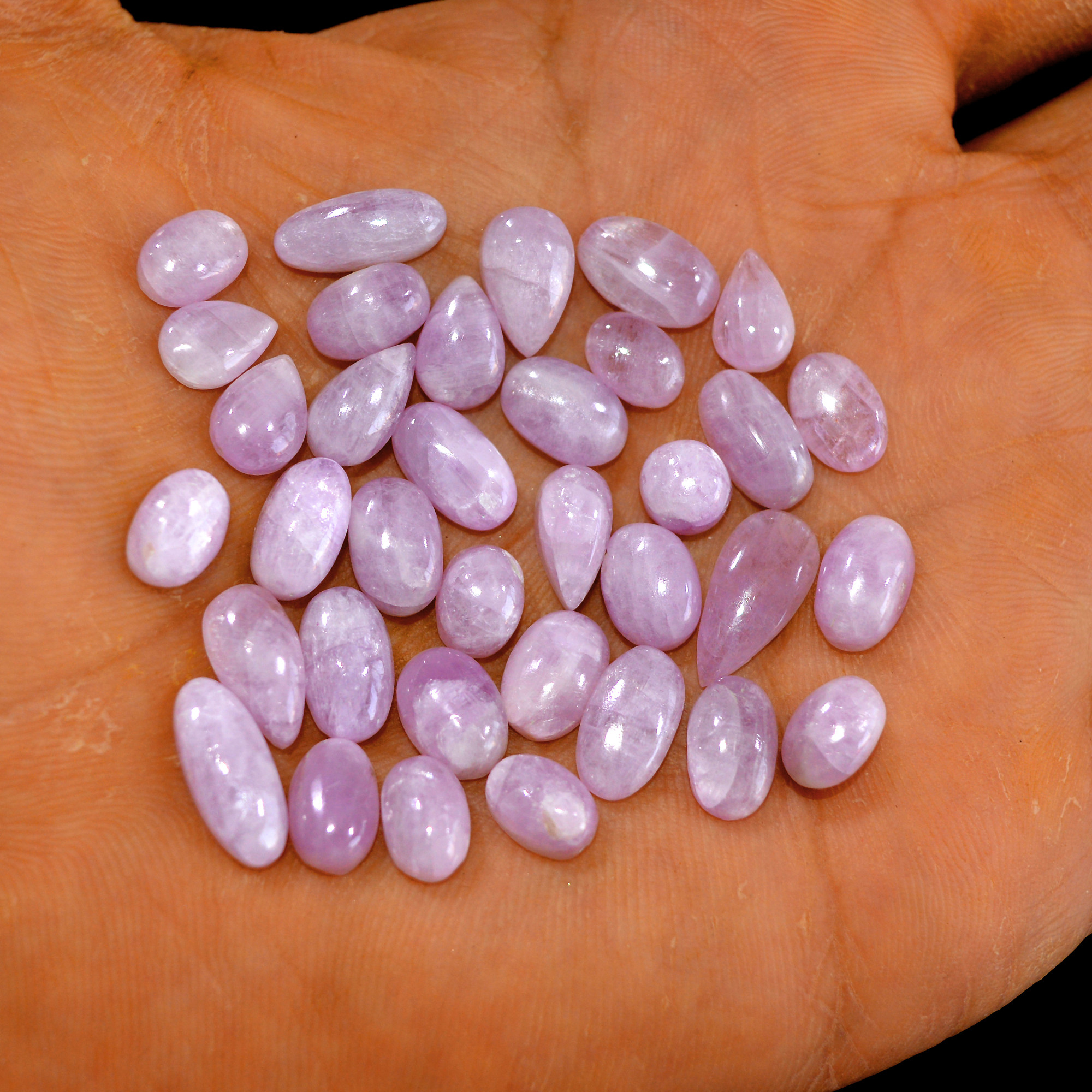 35Pcs 82Cts Natural Pink Kunzite Cabochon Kunzite Loose Semi Precious Wholesale Lot Jewelry Making Wire Wrapping Pendant 14x6-6x6mm 14900
