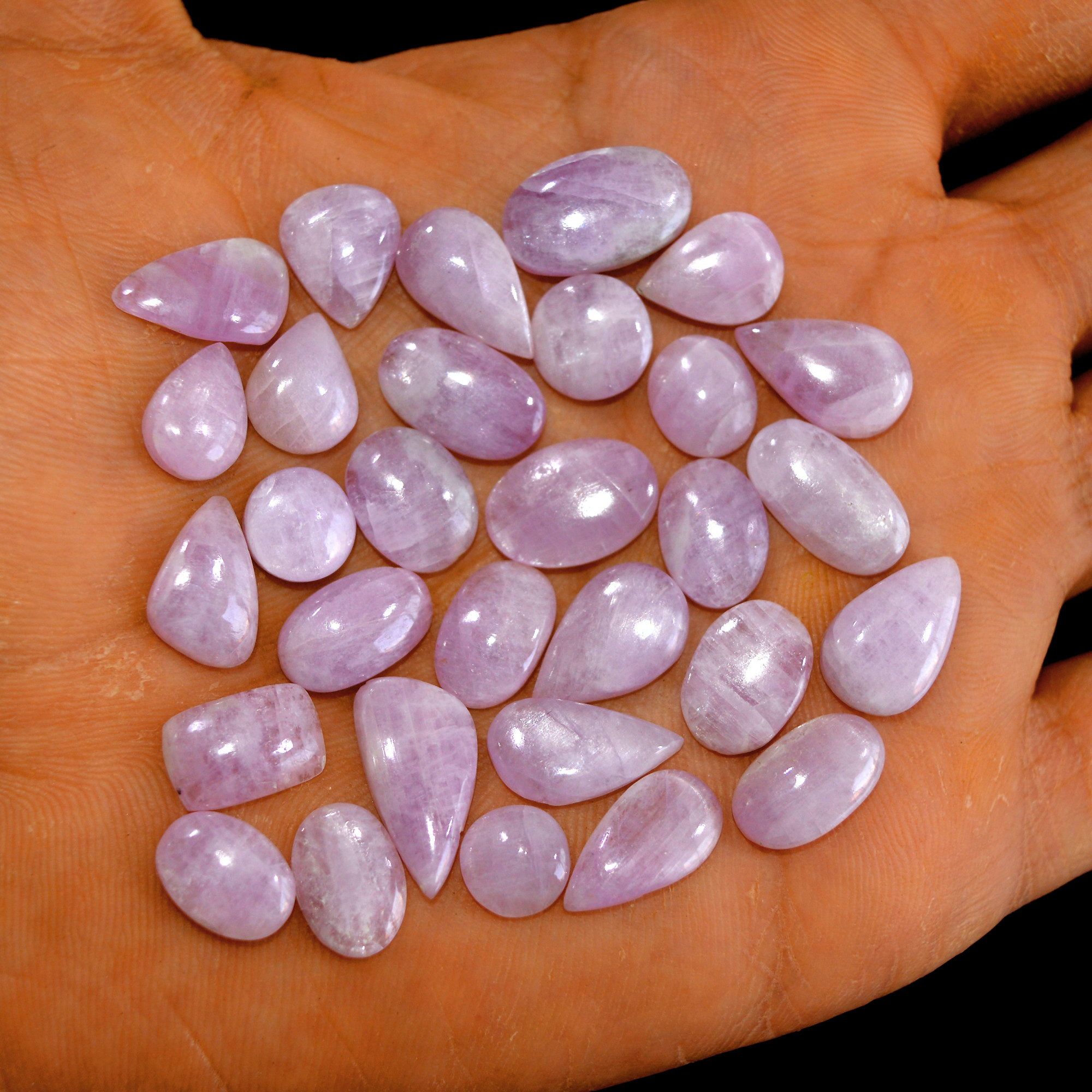 30Pcs 108Cts Natural Pink Kunzite Cabochon Kunzite Loose Semi Precious Wholesale Lot Jewelry Making Wire Wrapping Pendant 18x9-8x8mm 14902